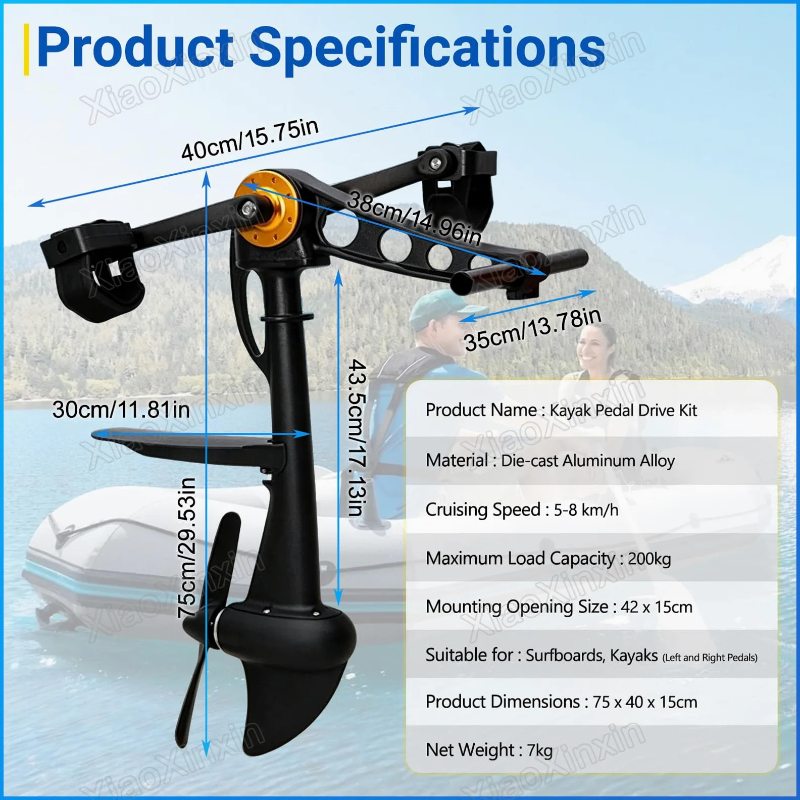Motor de pedales para kayaks, motor para tablas de paddle surf hinchables | unidad propulsión para barcos de pesca, compatible con kayaks y SUP, remos de kayak para pesca y caza, para adultos y niños