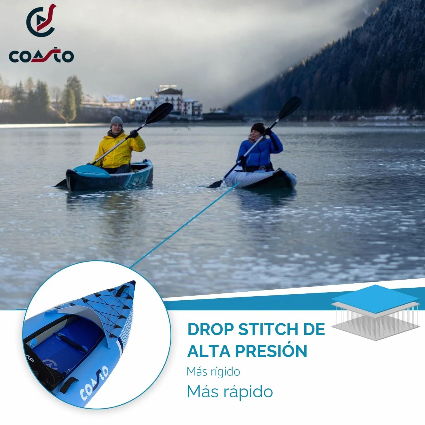 WattSUP Coasto Lotus Personas Kayak inflable Drop Stich Canoa Barco Kayak