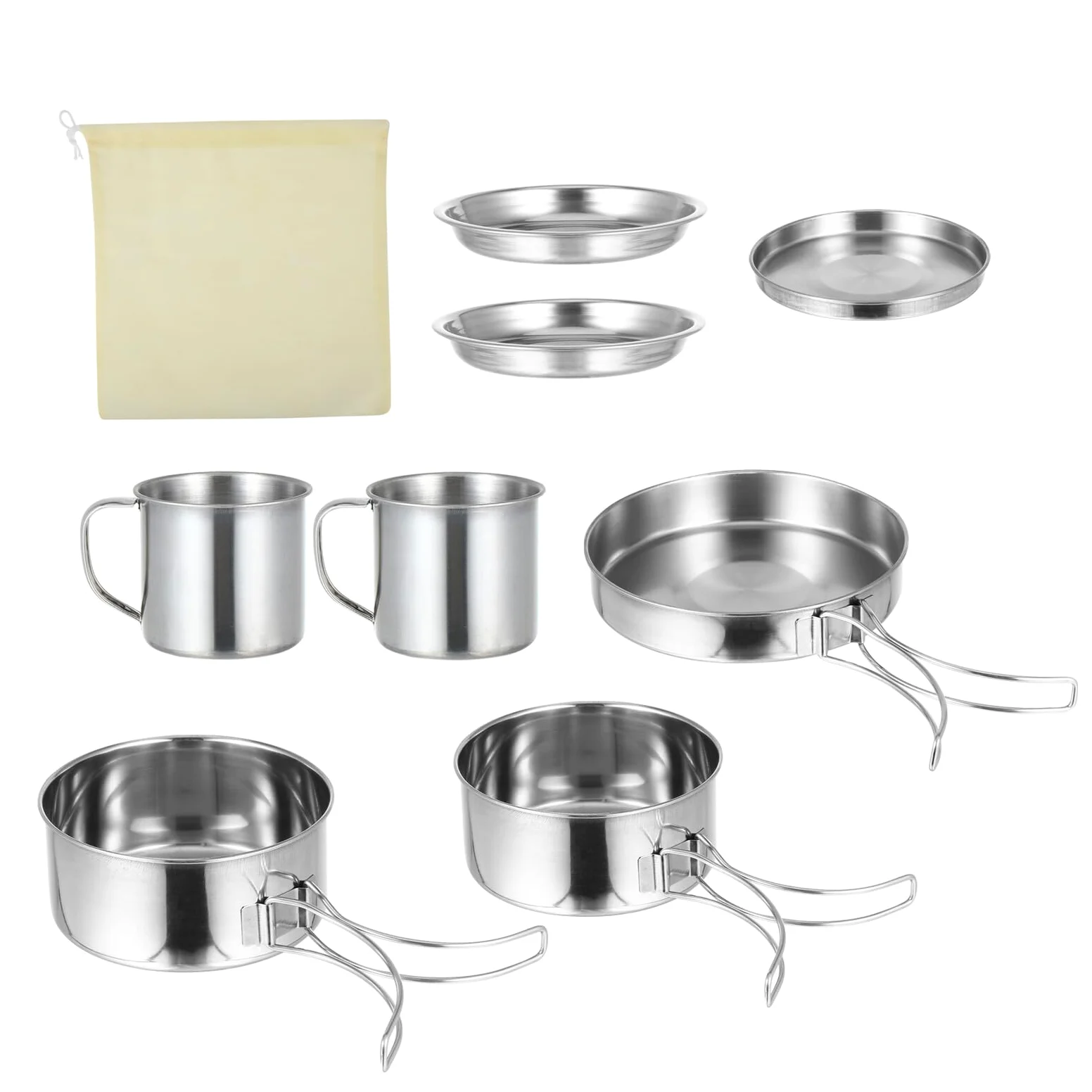 Mipcase 8 Piezas De Utensilios De Cocina De Acero Inoxidable Para Acampar Equipo De Camping Utensilios De Cocina Para Acampar Accesorios De Camping Kit De Ollas Esenciales Equipo
