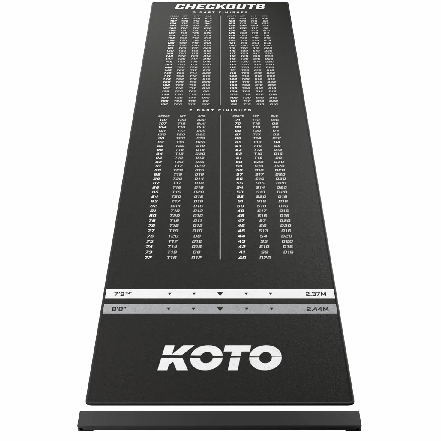 KOTO darts Dartshopper - Alfombra de Dardos 285 x 80 cm, Alfombra Profesional para Proteger el Suelo y los Dardos