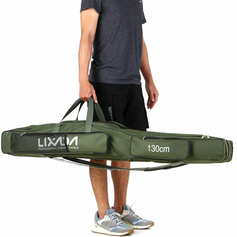 Bolsa de Pesca de Tres Capas Portátil Plegable 130cm 150cm Caña de Pescar Carrete Tackle Tool Carry Case Travel Bag