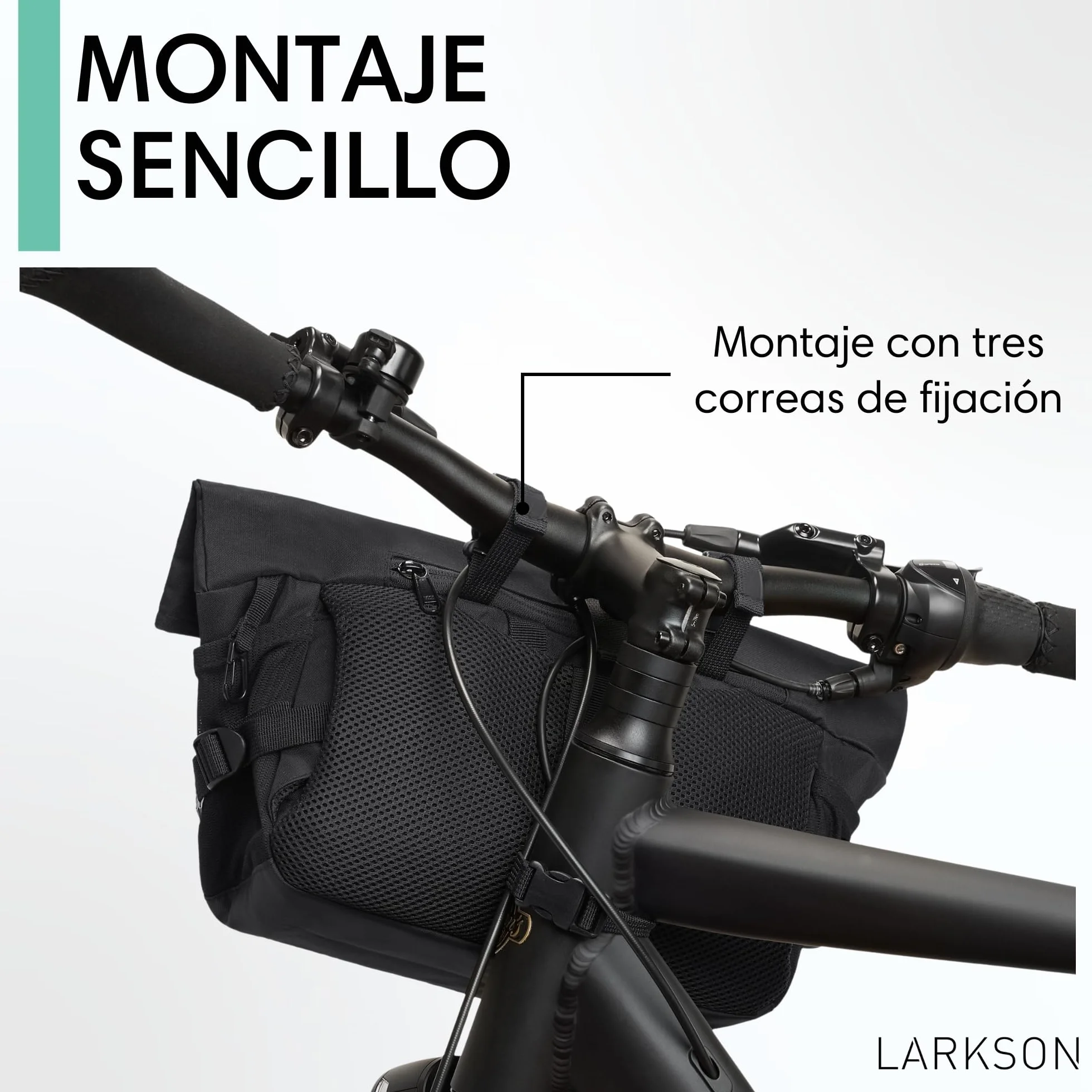 LARKSON Bolsa Manillar Bicicleta Negro - Lasse - Bolsa 2 en 1 para Bici y Bandolera - con Reflejo - Repelente al Agua