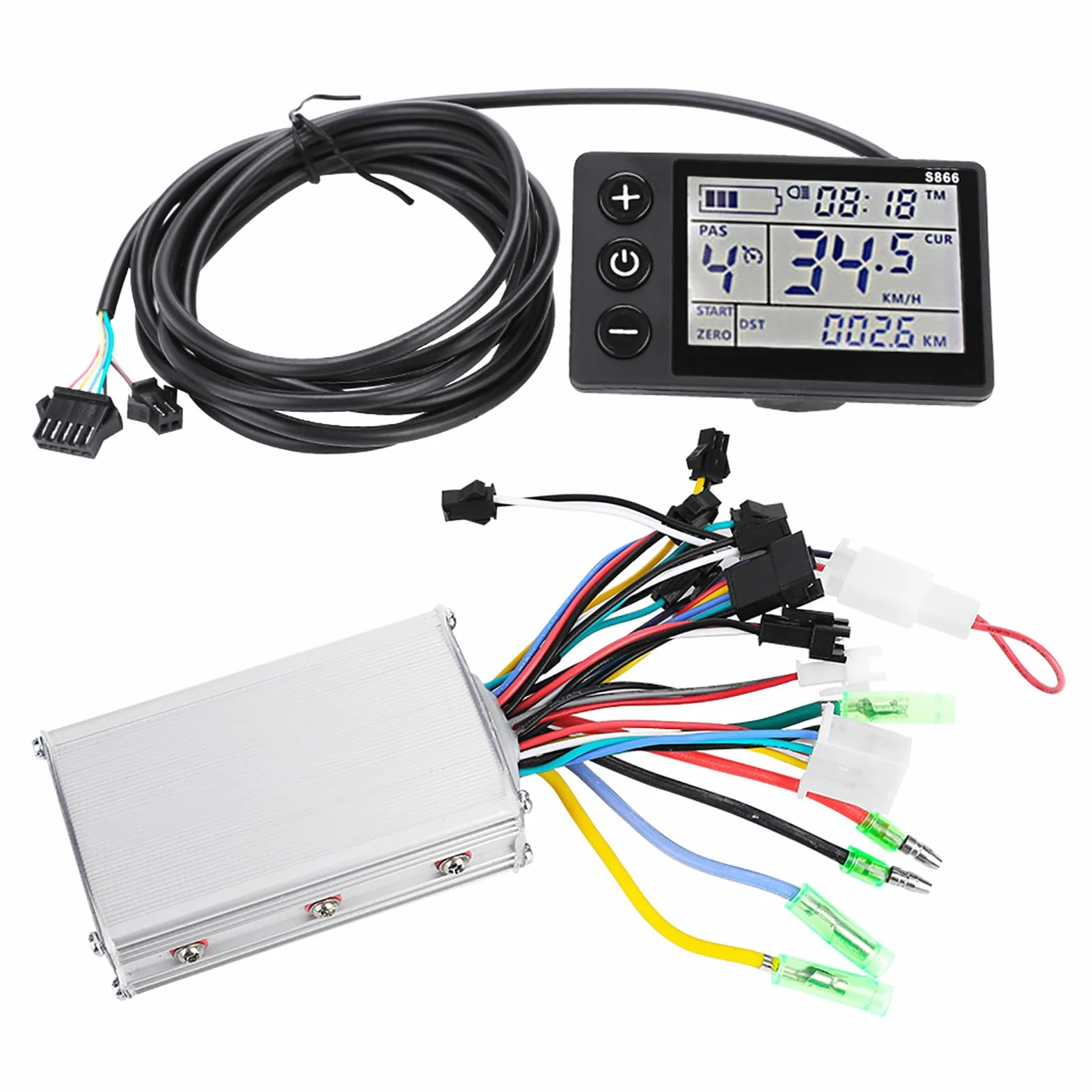 Motor Eléctrico Sin Escobillas Controller 36V 48V 250W 350W Kit de Controlador de Bicicleta Eléctrica con Pantalla LCD Impermeable