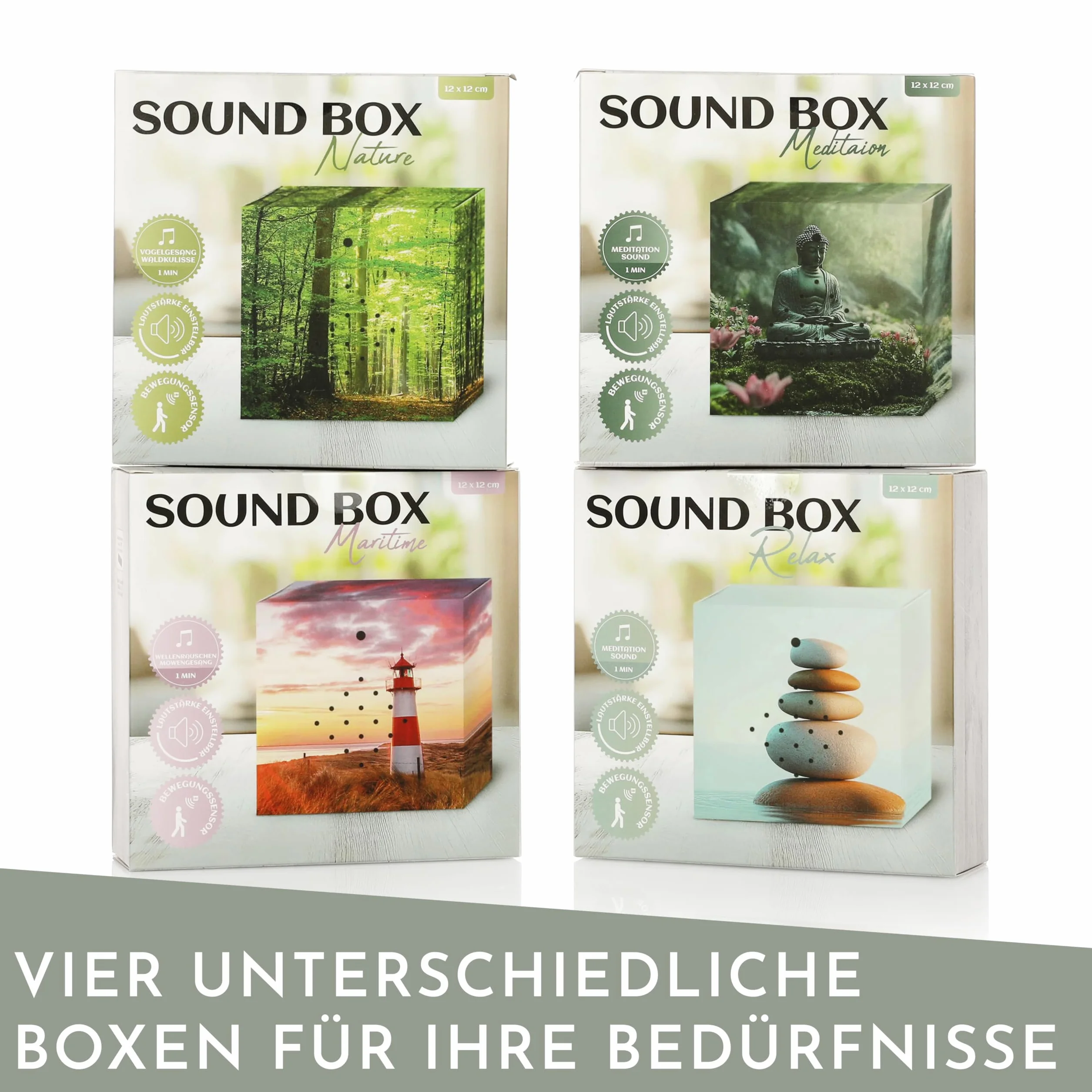 Nordstern Caja de música con sensor de movimiento y control de volumen 12 x 12 cm