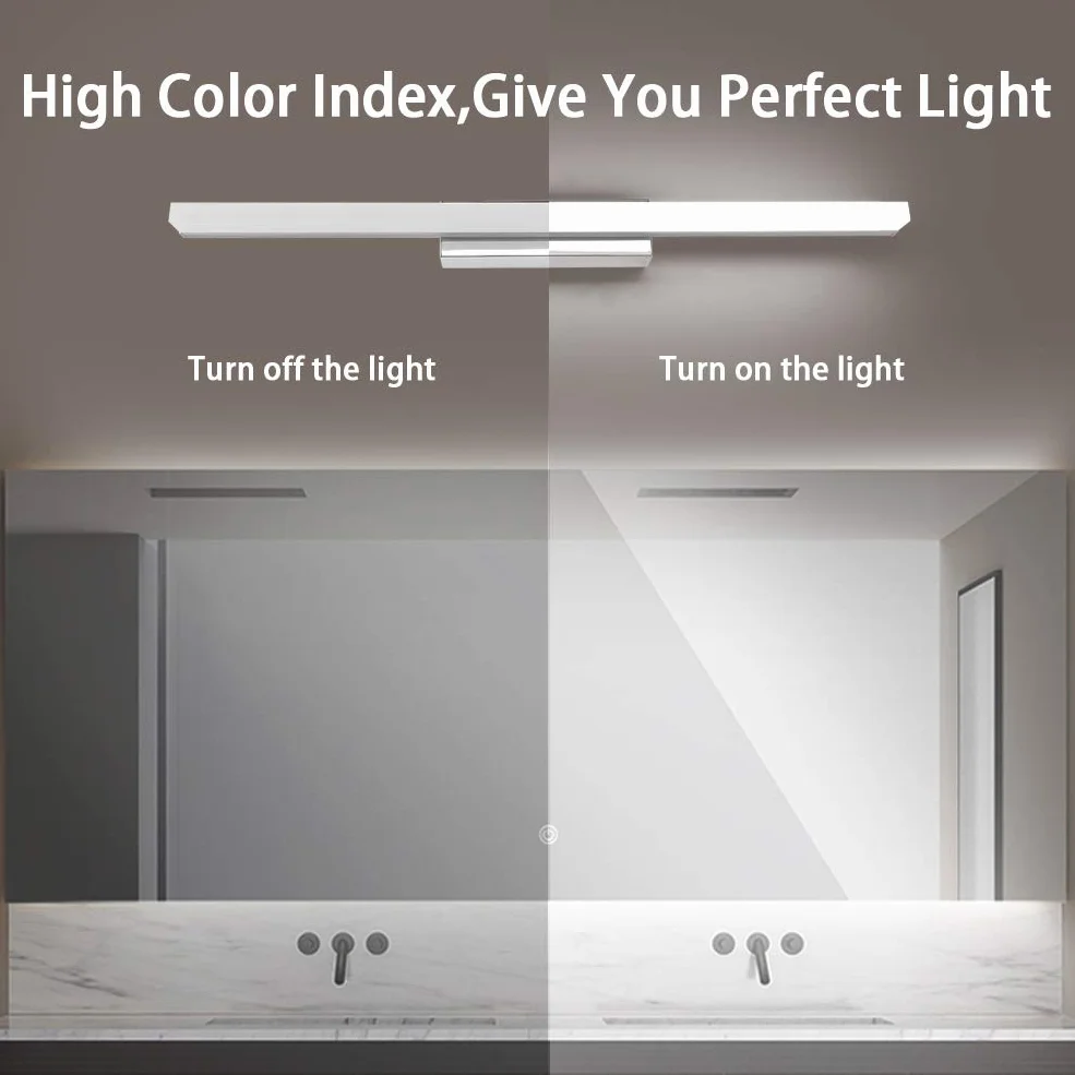 Klighten Lampara LED Espejo Baño 14W 60cm IP44 910 Lumen 110-240V Blanco Frío 6000K