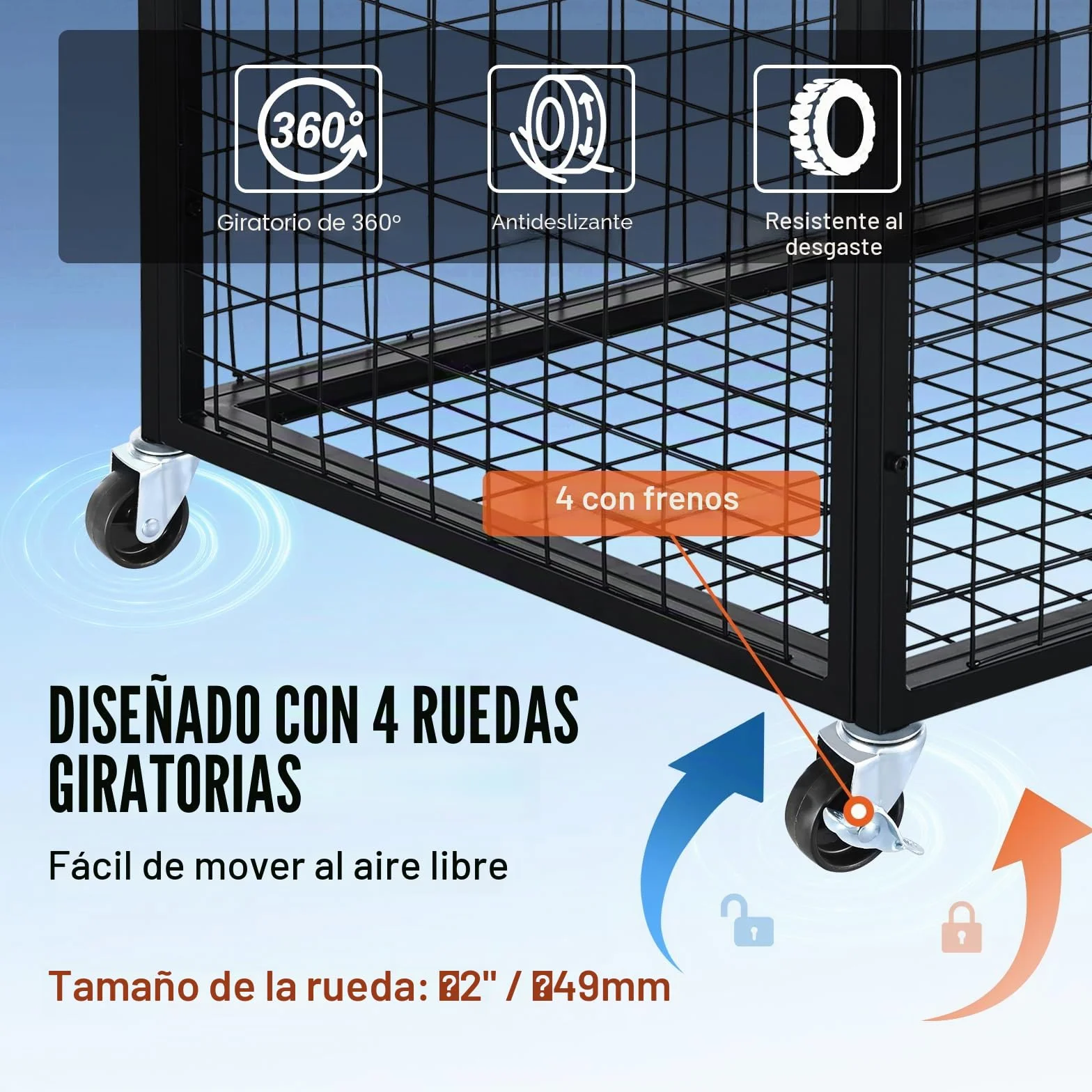VEVOR Carro de Bolas con Cerradura 85x67,5x82,5 cm Jaula Móvil de Almacenamiento de Bolas con 4 Ruedas de Acero y Frenos Organizador para Equipo Deportivo Gimnasio Escuela Garaje Interior Exterior