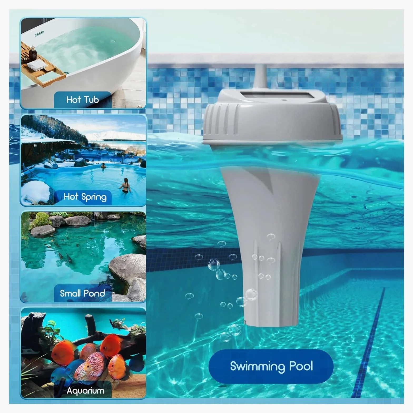 TermóMetro De Temperatura Del Agua Termómetro Digital Inalámbrico For Piscina, Resistente Al Agua IPX8, Fácil De Leer, For Piscinas, Jacuzzis, Estanques Pequeños Y Acuarios.