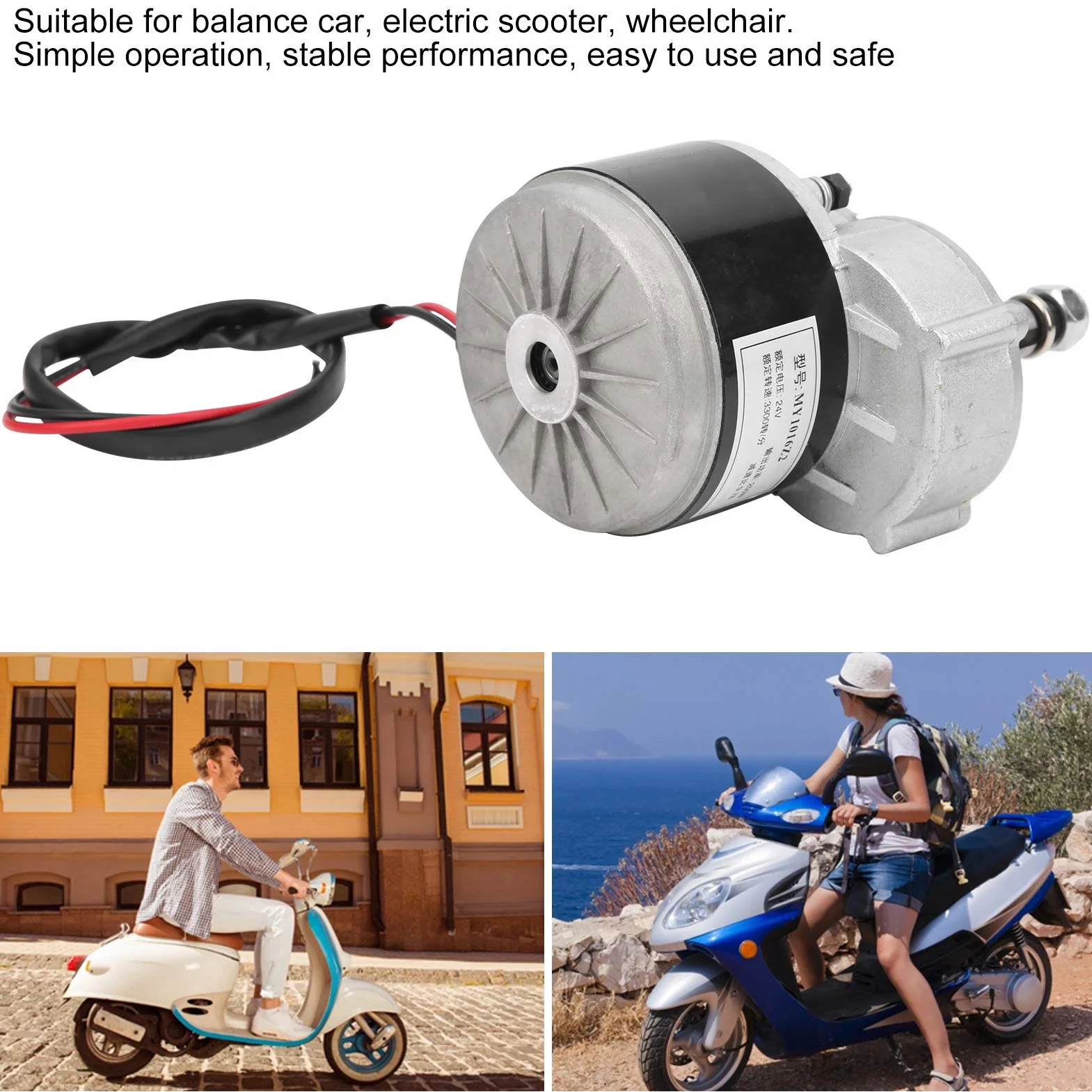 Motor Eléctrico, Motor de Reducción de Engranajes de Scooter Eléctrico de 24 V 250 W para Silla de Ruedas de Scooter de Equilibrio con Aleación de Aluminio de Alta Velocidad