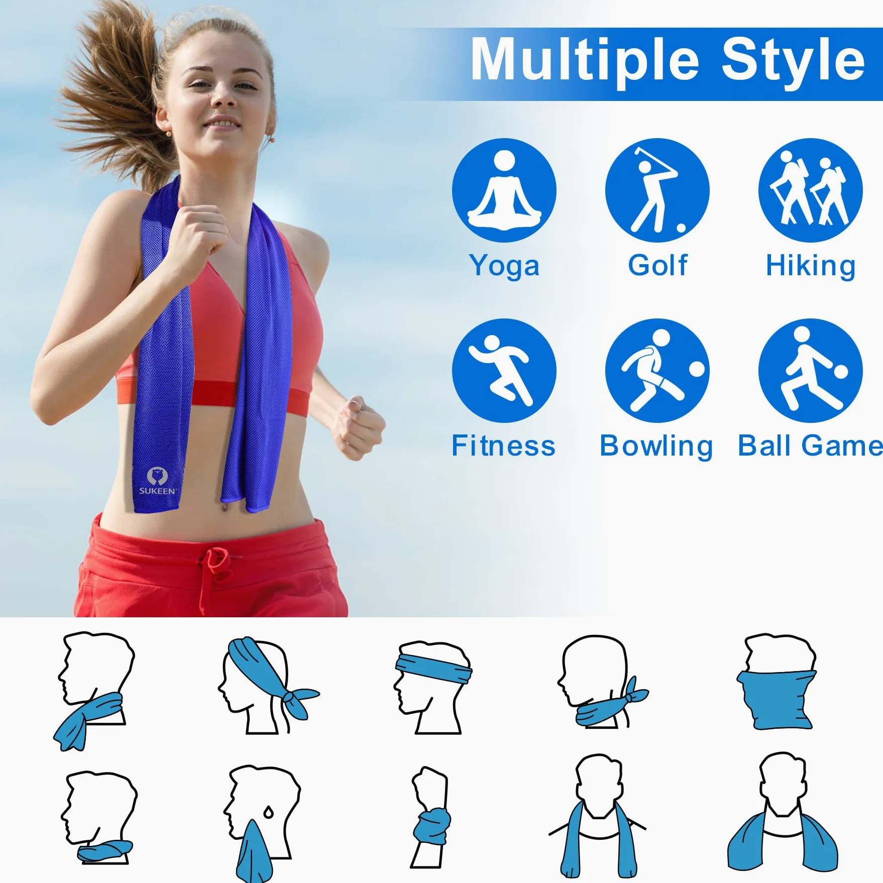 Sukeen Toallas de refrigeración para Cuello y Cara, Paquete de 30 Toallas de refrigeración Deportivas de Secado rápido, Toalla de Sudor Suave y Transpirable para Entrenamiento