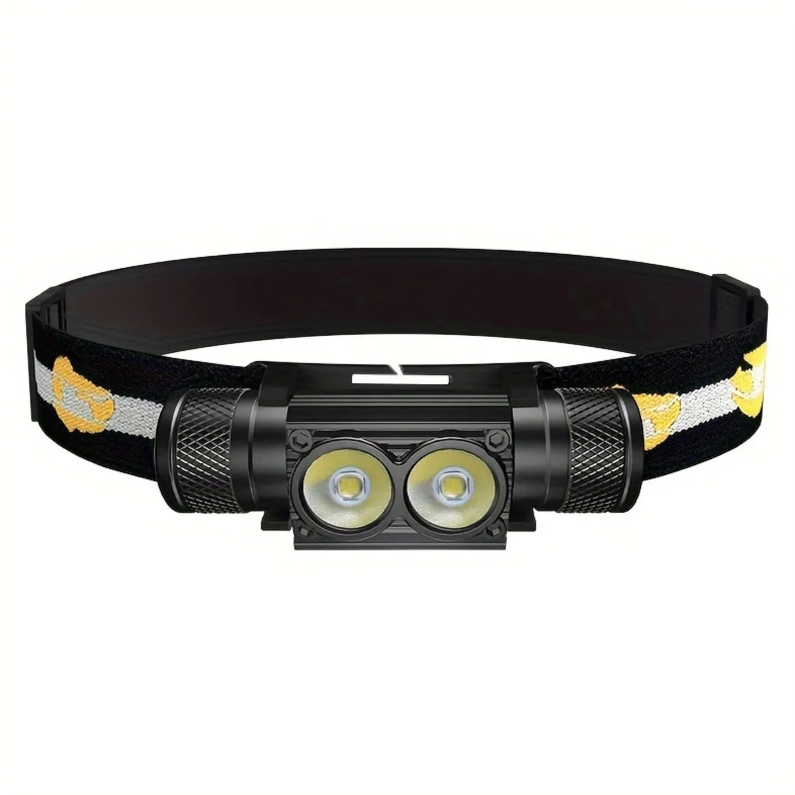 Linterna frontal recargable por USB de doble fuente de luz, iluminación portátil multifunción con 5 modos, batería de larga duración, ajuste de ángulo de 180 grados para camping, senderismo