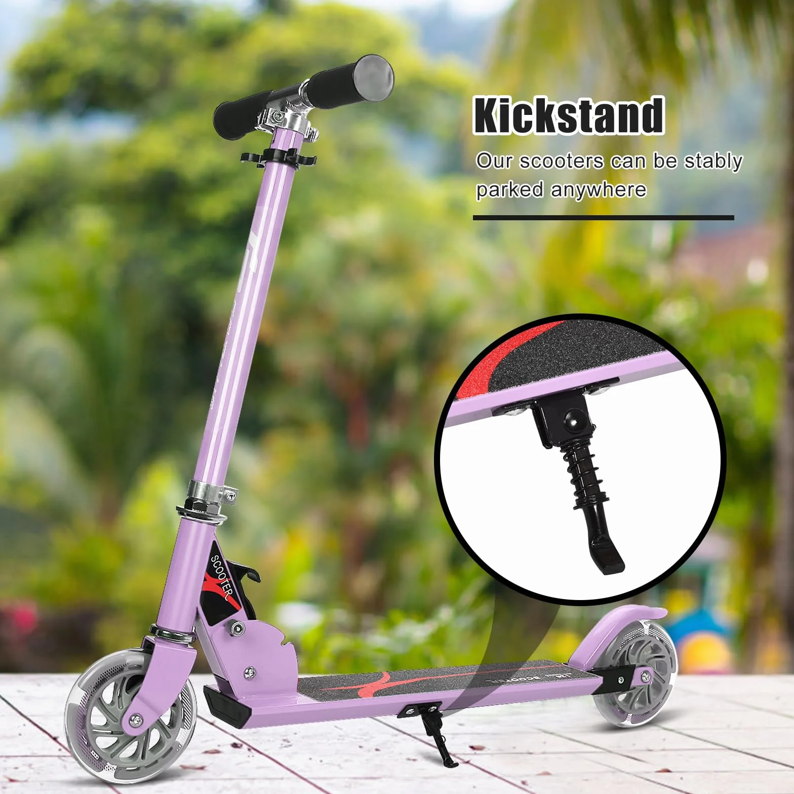 KOMFOTTEU Patinete para Niños 2 Ruedas LED Plegable Aluminio Altura Regulable Scooter Infantil Carga 70 kg 4+ Años
