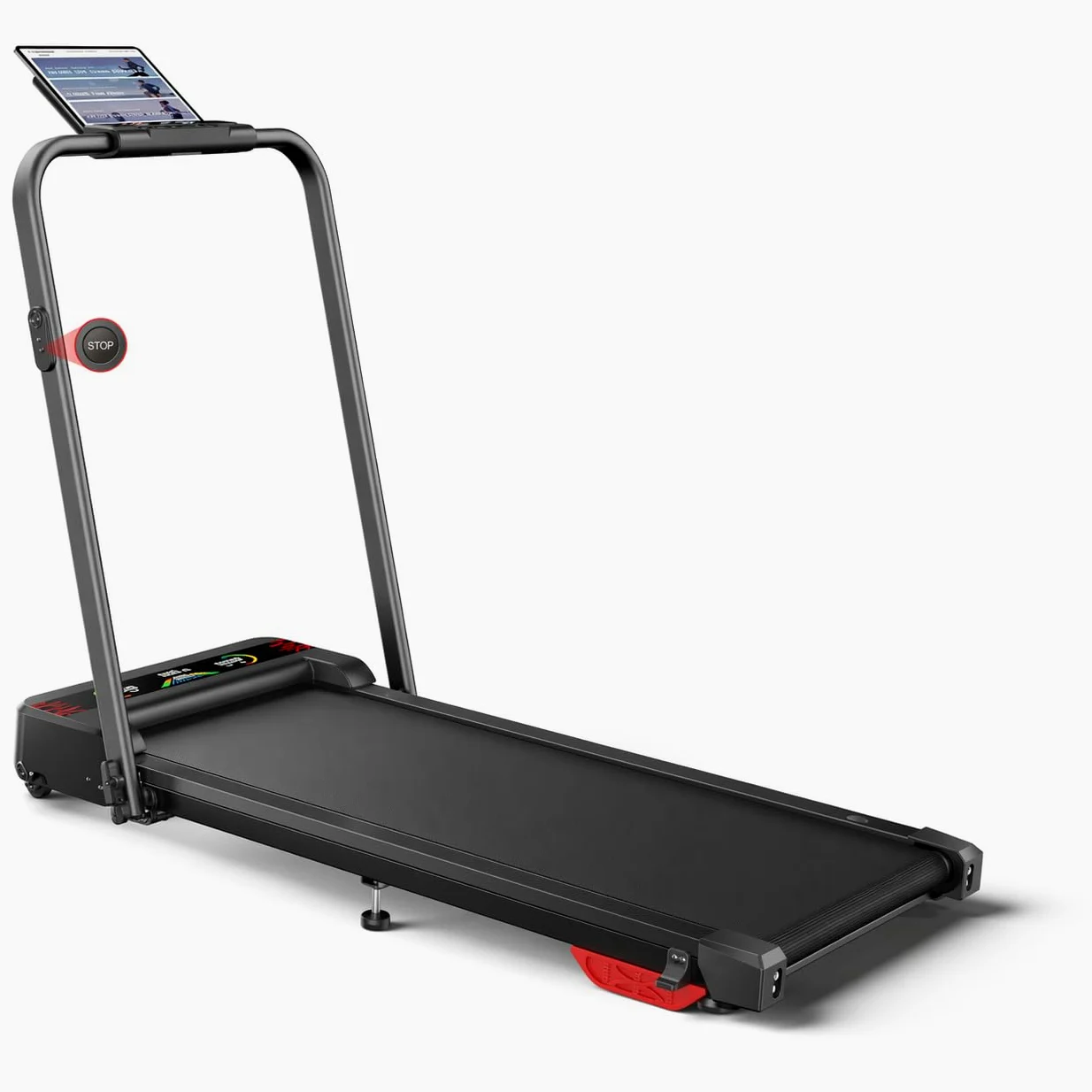HomeTro 4 in 1 Walking Pad with Incline 9%, Alloy Treadmills for Home Foldable, 2.5HP Dual Display Under Desk Folding Treadmill, 1-12 KM/H Running Walking Pad with Handle, Remote App Control