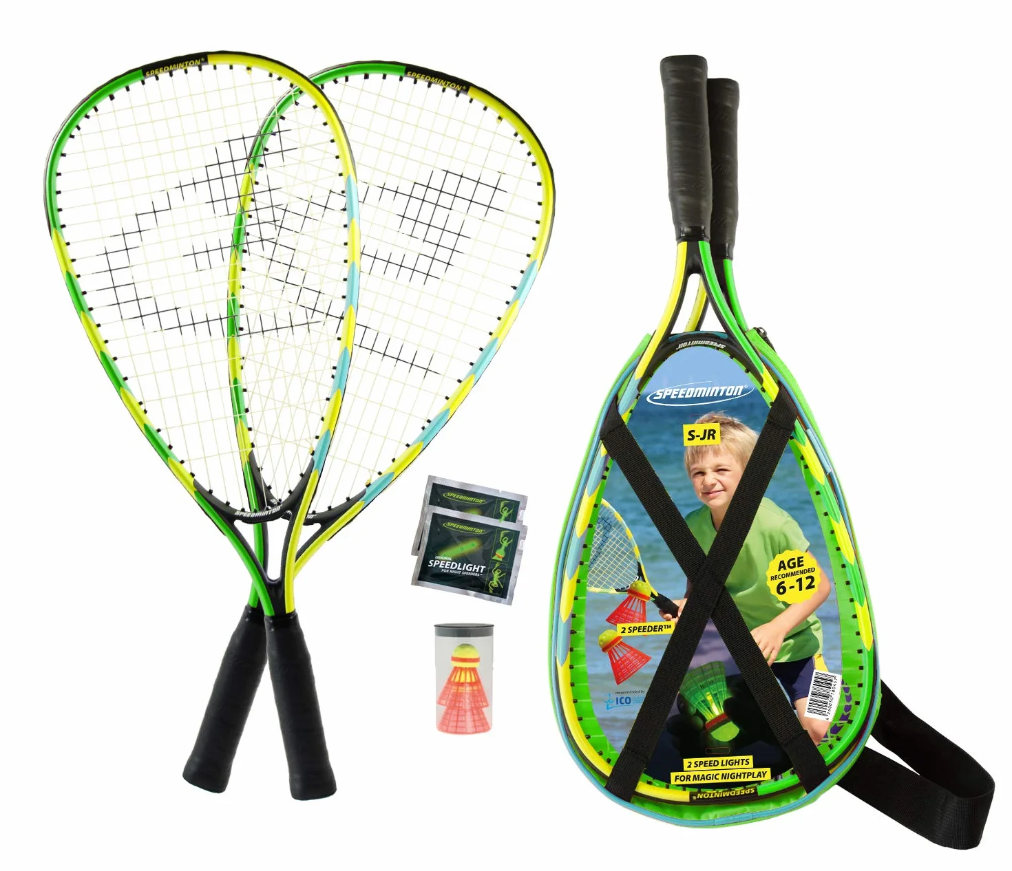 Speedminton® Junior Set Original Speed Badminton Crossminton Niños 2 Fun Speeder® Bolsa