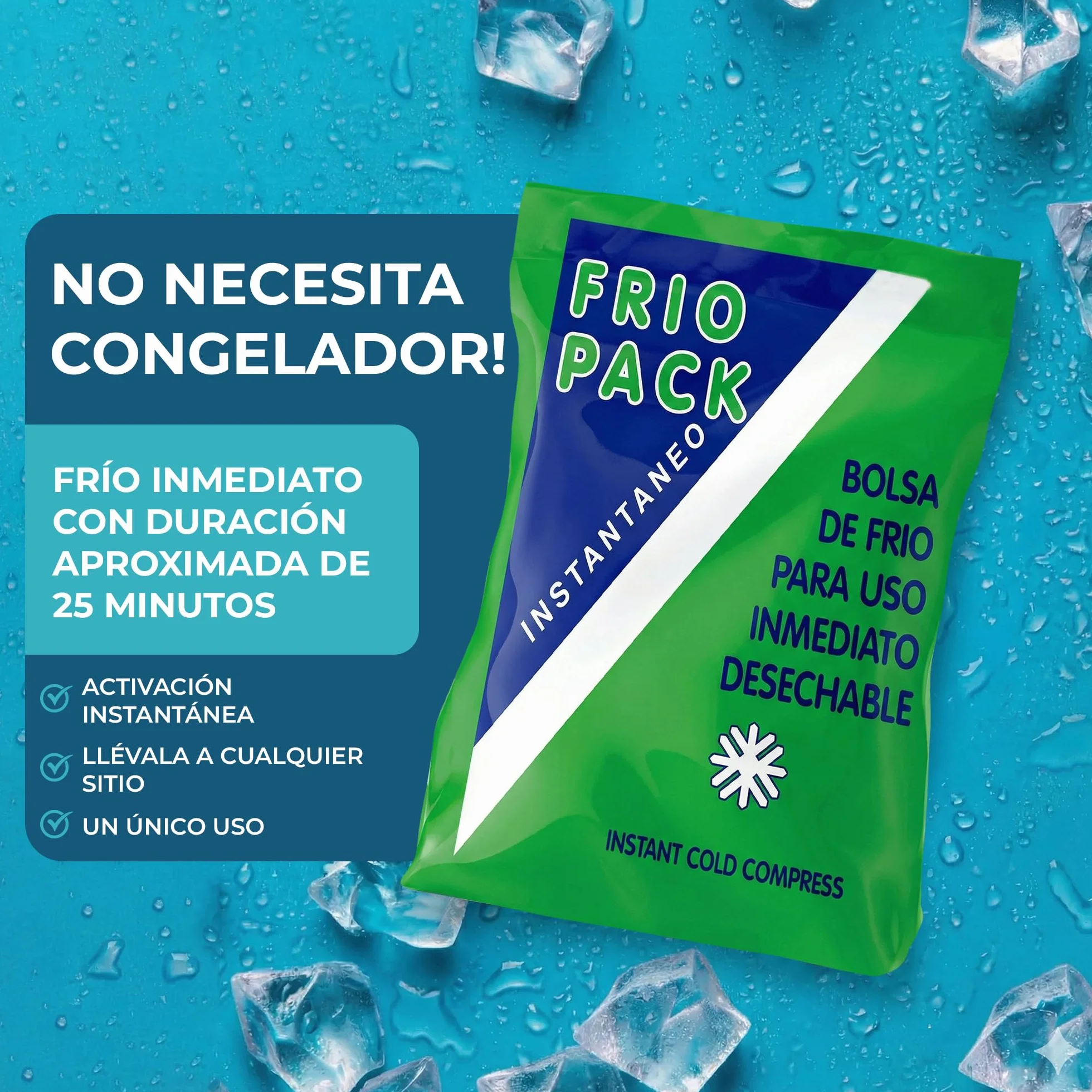 Bolsa de Frío Instantáneo 14x23 cm 6 Unidades Un Solo Uso
