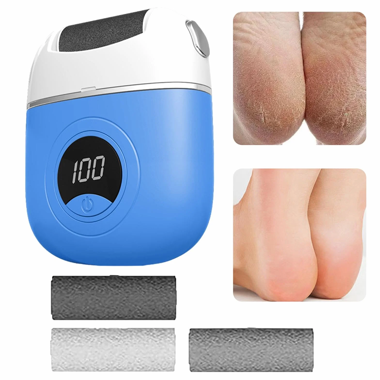 Portable Electric Foot Callus Remover Digital Display Heel Polisher for Hard Dead Skin