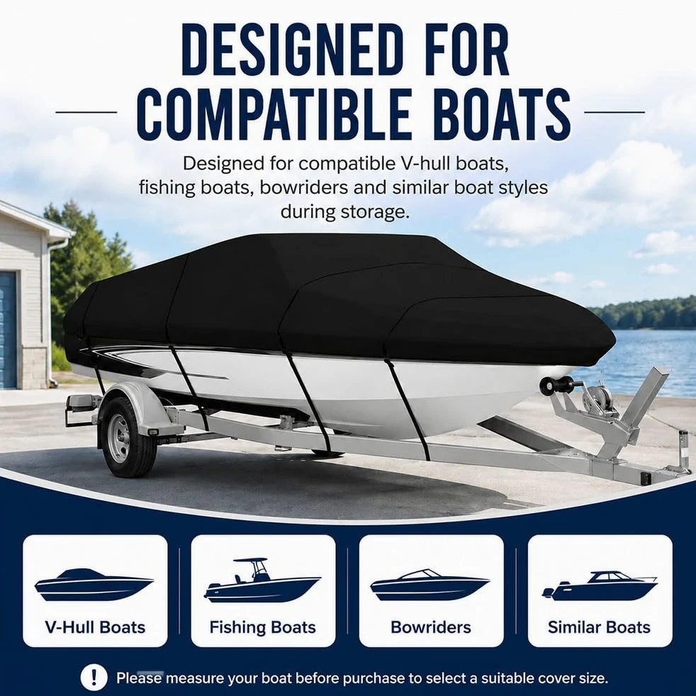 Funda Barco Casco en V Cubierta para Remolque para Correct Craft Ski Nautique | Tafetán de poliéster 190T, cobertura superior para remolque y exterior