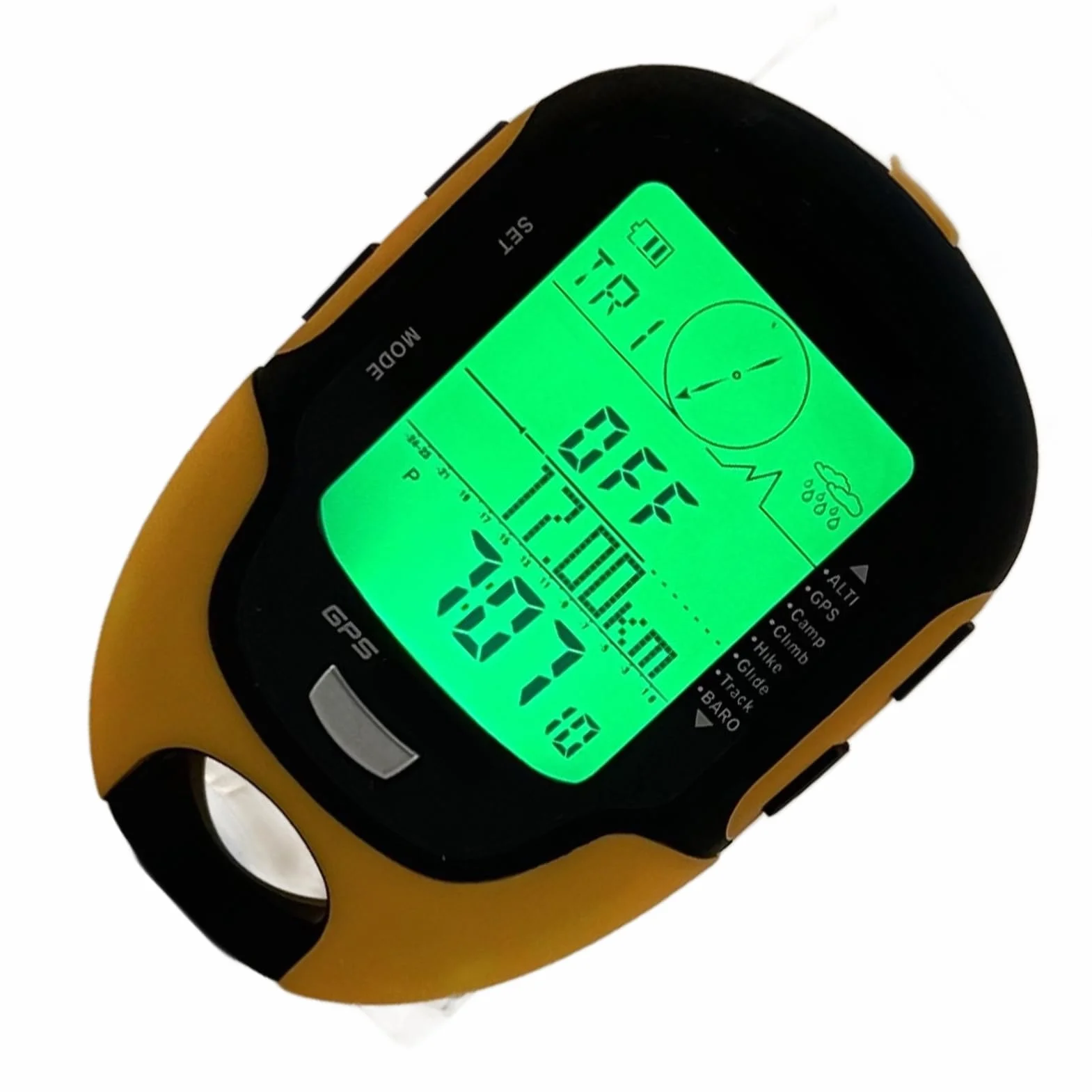Keenso Altímetro, Barómetro, Termómetro Digital Multifuncional Brújula USB Recargable con Linterna LED Otras Herramientas y Accesorios de Pesca