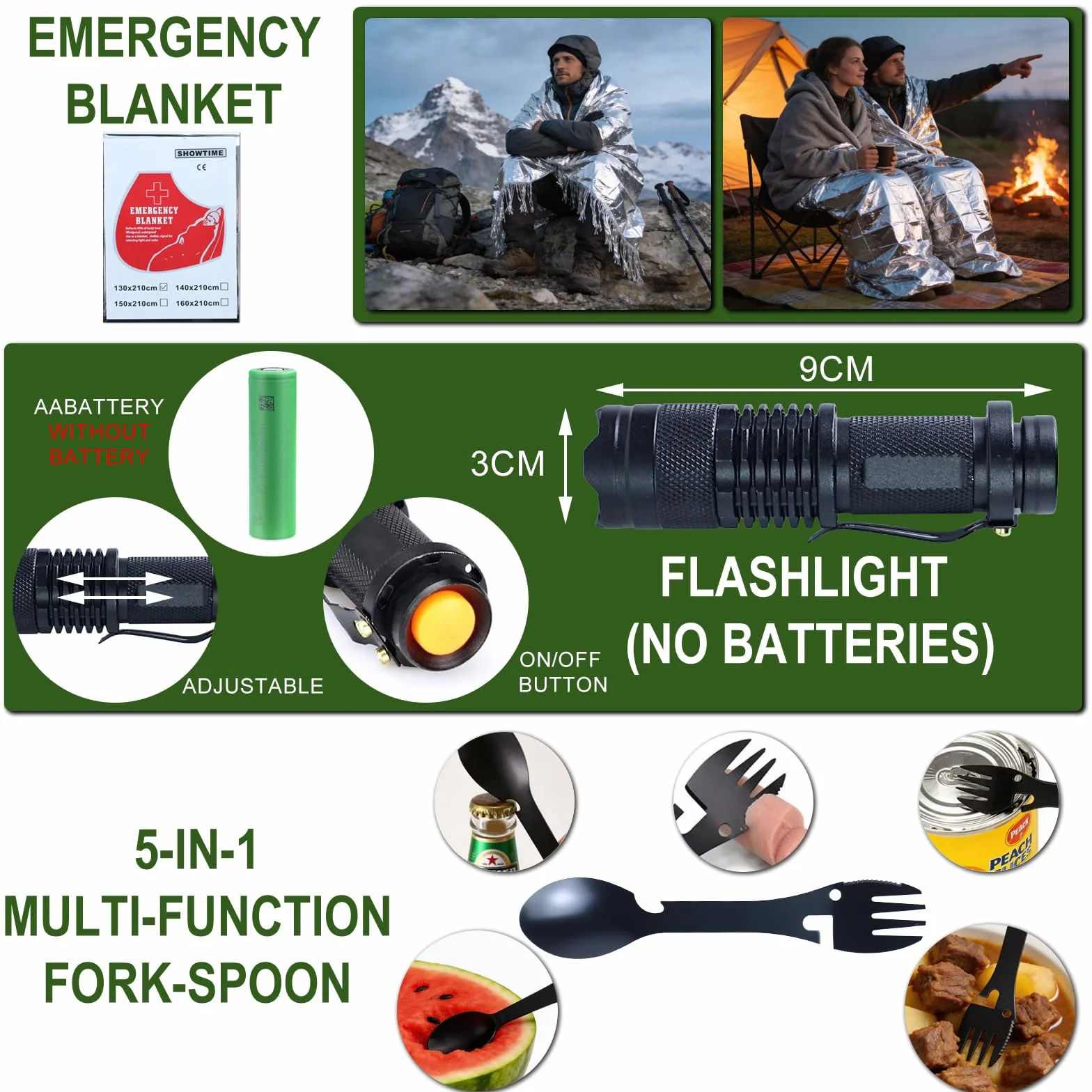 Kit de Supervivencia de Emergencia 13 en 1 con Filtro de Agua de Supervivencia para Senderismo, Camping y Viajes