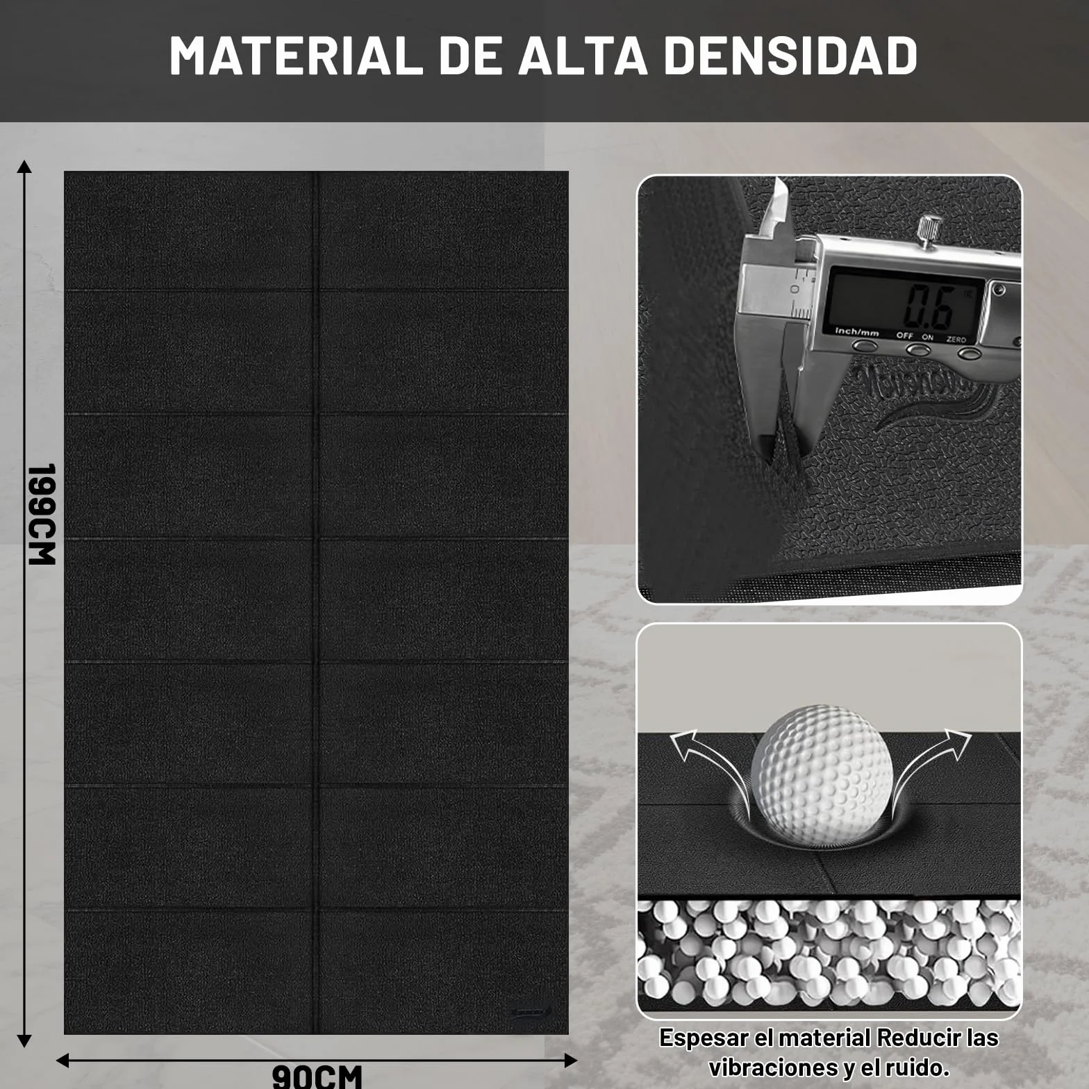Esterilla de protección para Equipo de Ejercicio, Estera Fitness plegable 200*90cm, Suelo para gimnasio en casa 6mm para bicicletas estáticas, cinta de correr, Resistente Alfombrilla Protect