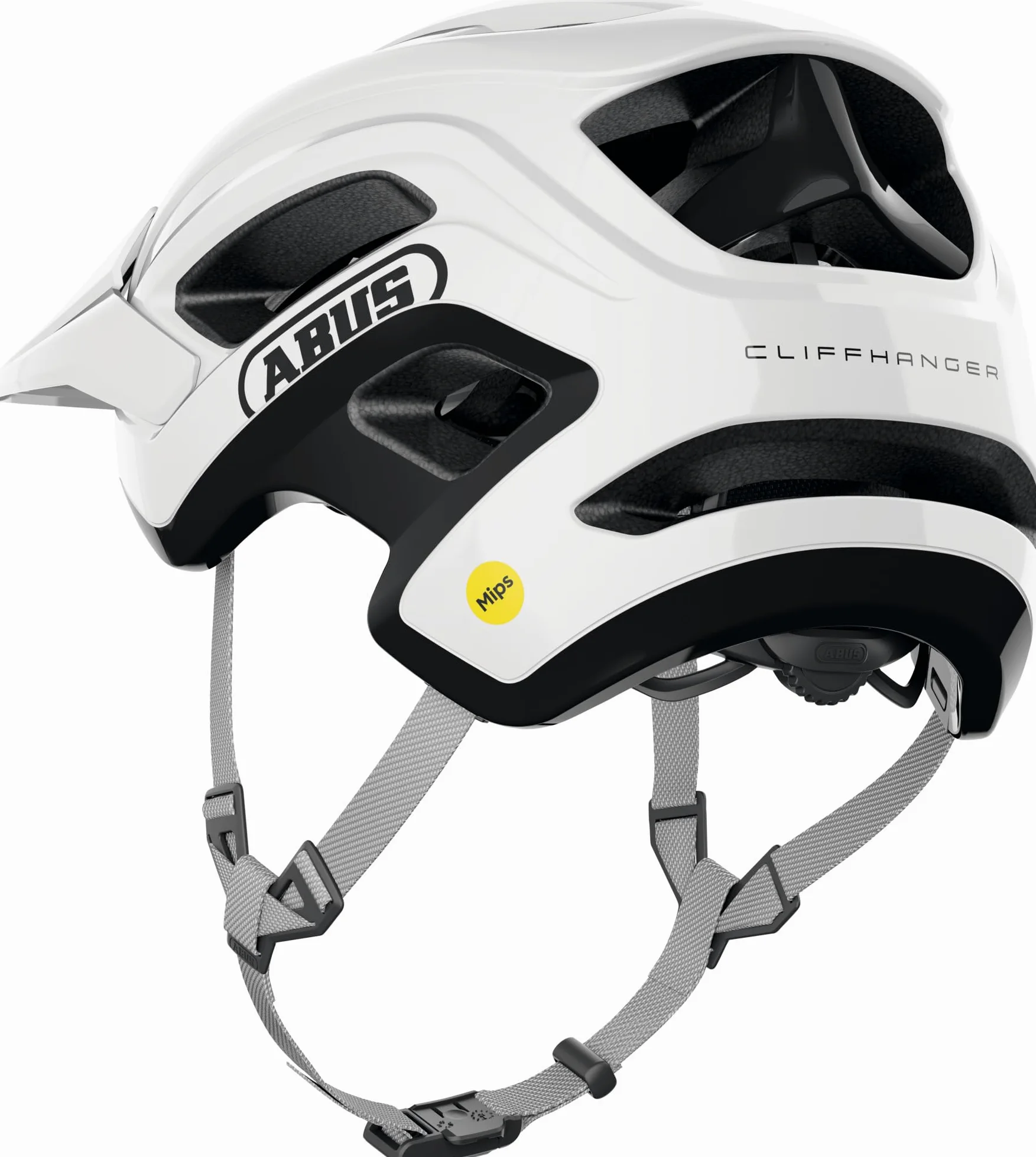 ABUS Cliffhanger MIPS Casco MTB Bicicleta de Montaña, Alpine White, L | Casco MTB con Mips, para Singletrail y Enduro, cierre magnético, visera regulable en altura