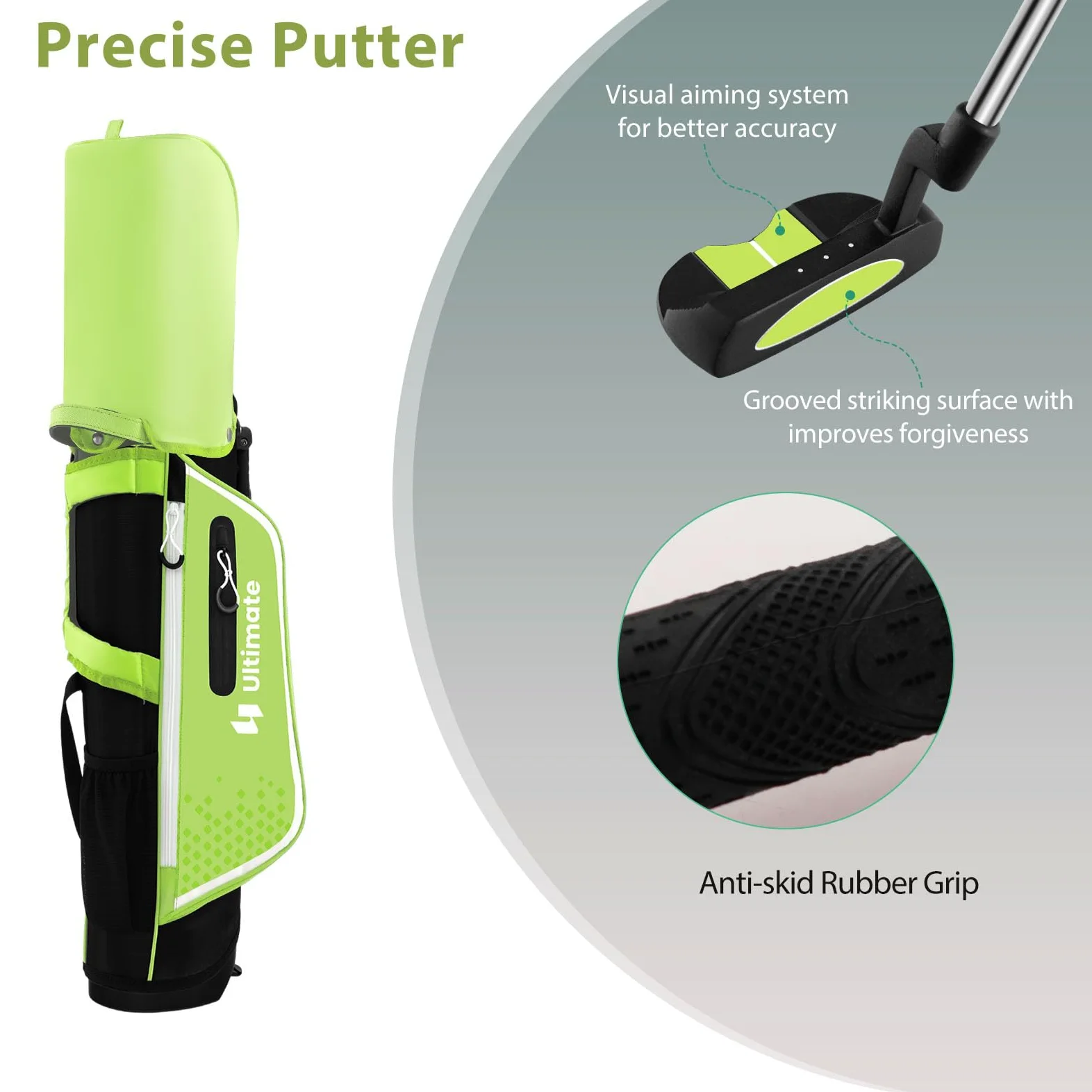 LIFEZEAL Juego Completo de Palos de Golf para niños, Bolsa de Golf portátil con 4 Palos, Bolsa Trolley Juvenil con Correas para el Hombro, Ideal para niños y niñas de 8 a 10 años