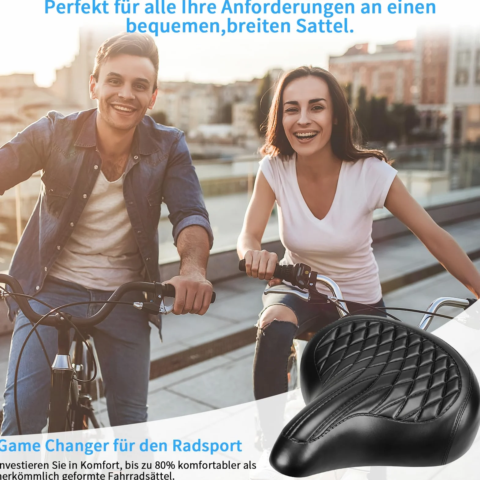Sillín de bicicleta retro en negro o marrón, extra ancho y cómodo, ergonómico con amortiguación de muelle, resistente al agua para bicicleta eléctrica y holandesa