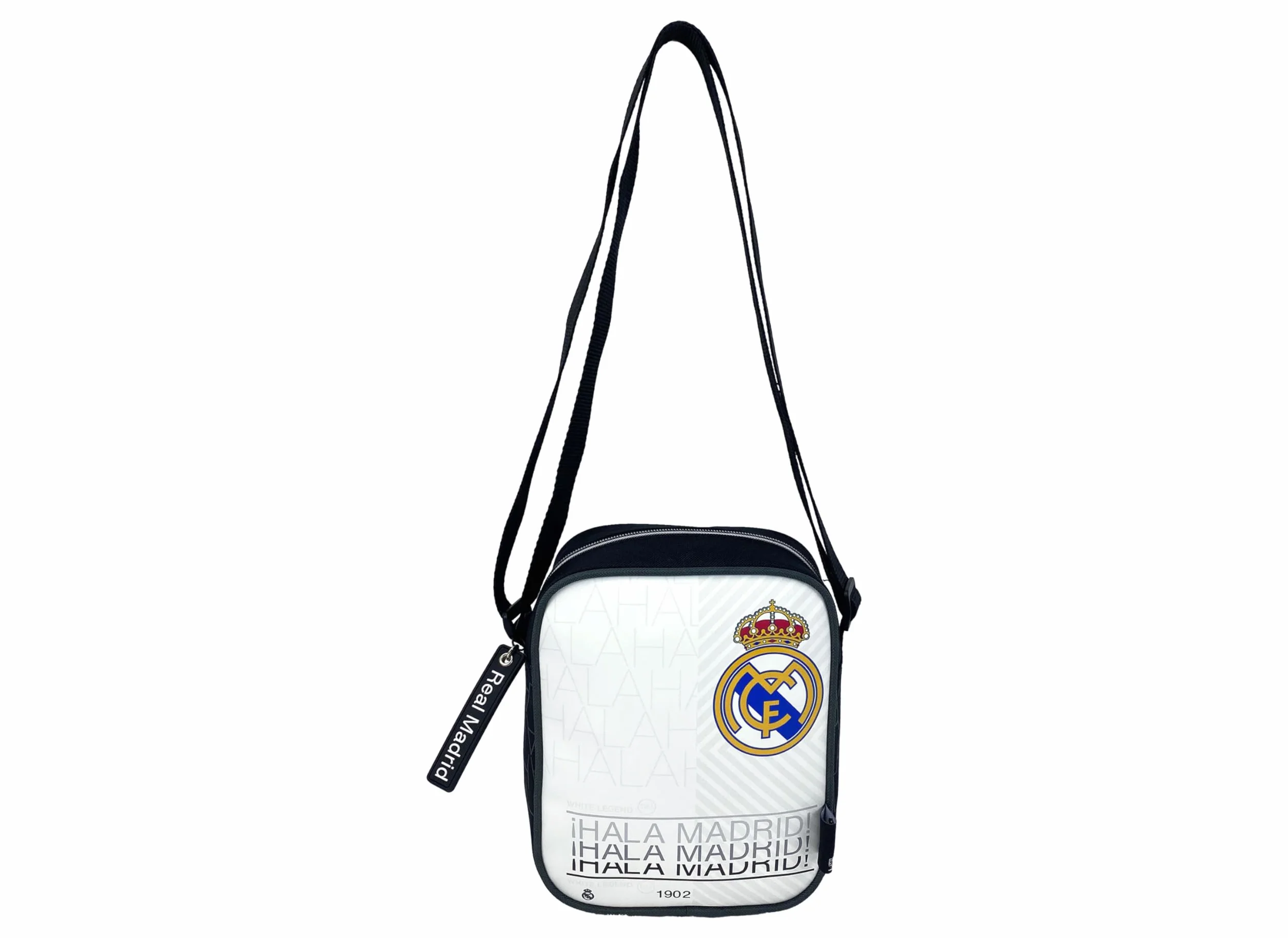 CYPBRANDS Real Madrid, Bandolera, Bolso, Cartera, Riñonera, Color Blanco, Producto Oficial