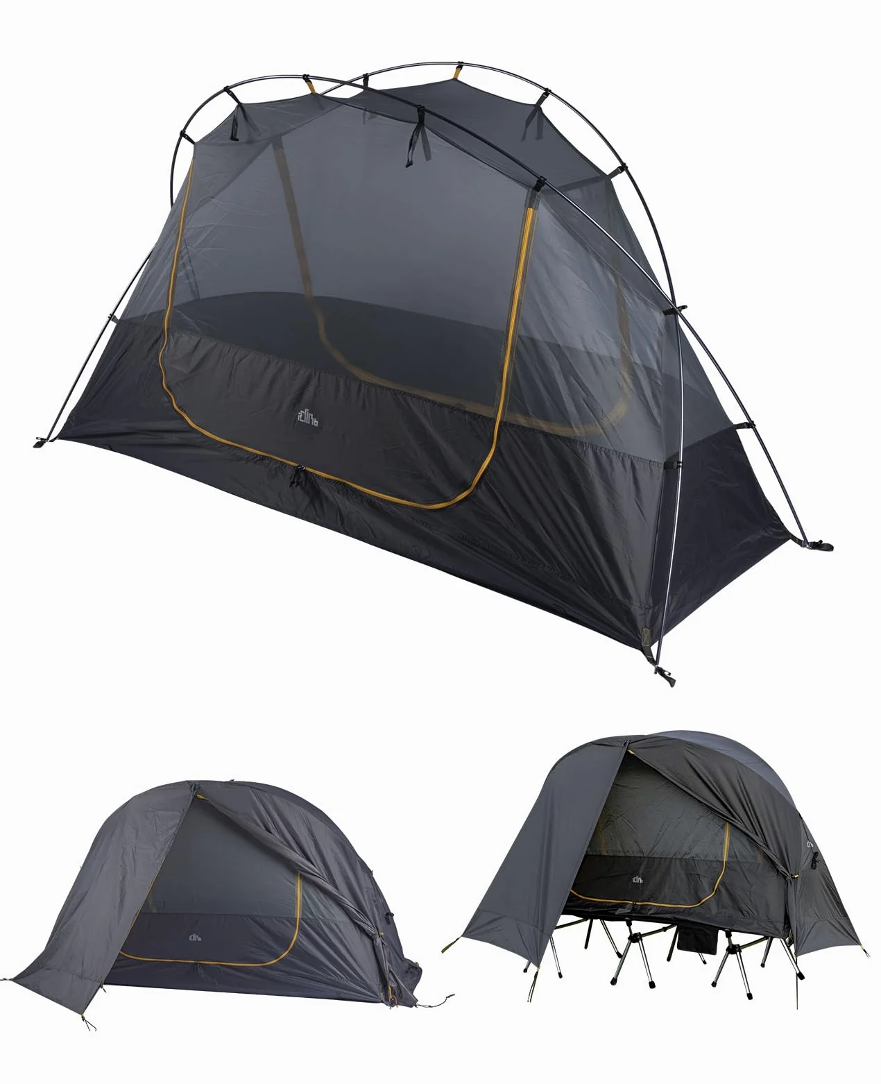 iClimb Tienda de campaña ultraligera impermeable para 4 estaciones, color gris | Tienda de campaña para el suelo/fuera del suelo, con falda de nieve, para mochileros, camping, senderismo, montañismo