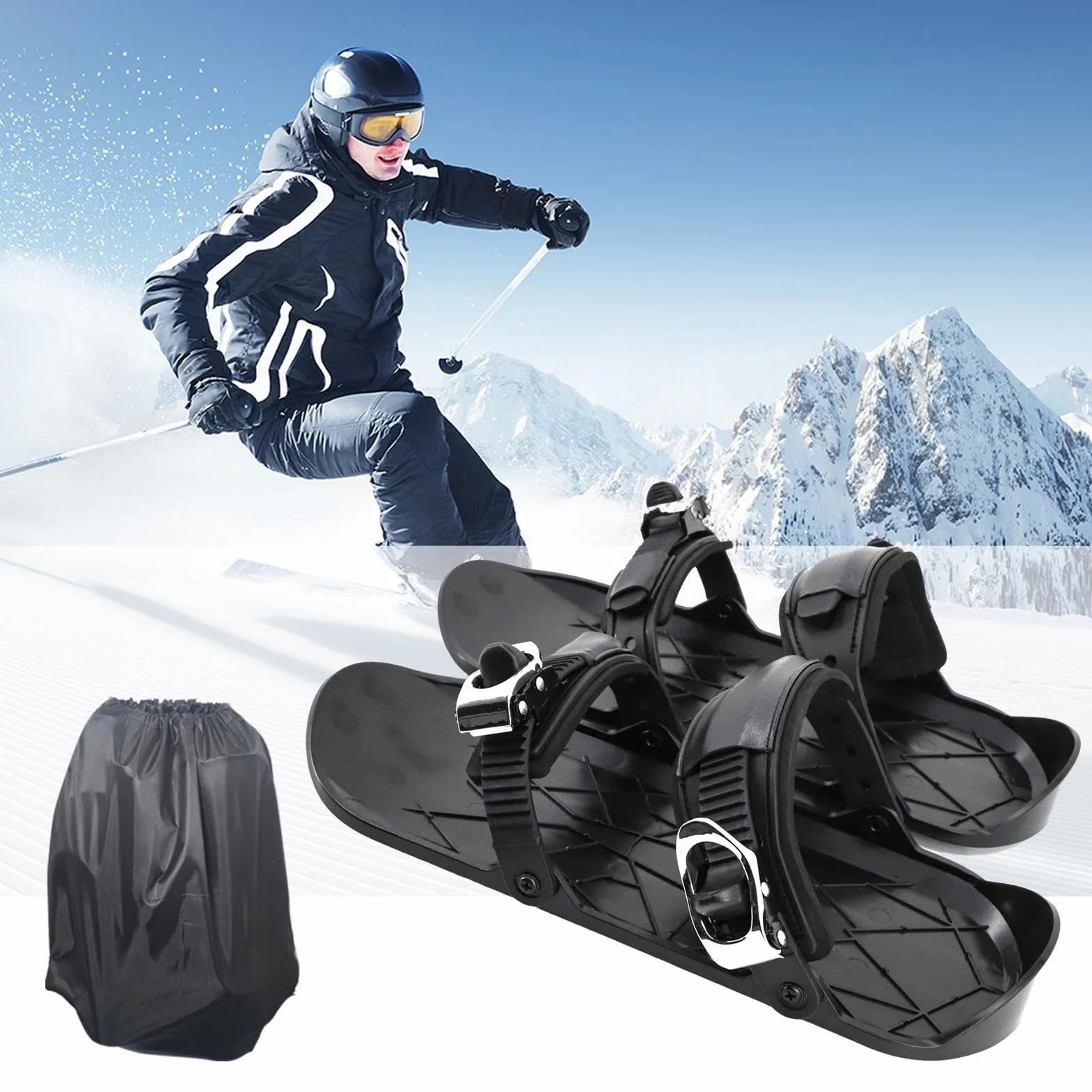 Patines de esquí para adultos, zapatos de esquí cortos de invierno para exteriores, raquetas de nieve antideslizantes para principiantes, viajes, adultos, profesionales, hombres, atletas, actividades