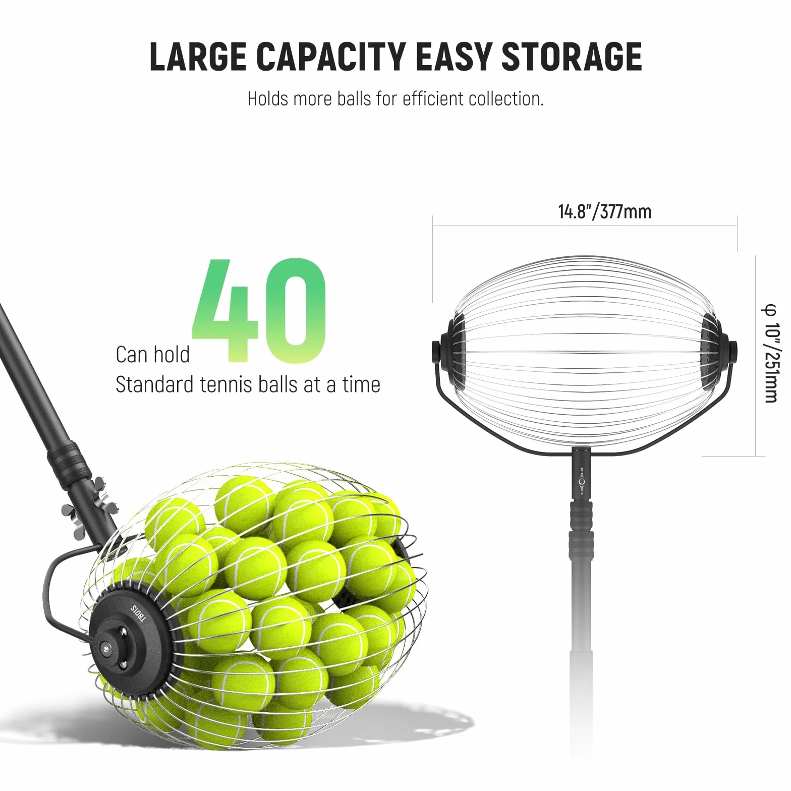NEEWER TB01S+TB01B Pelotas Recogedor con Hopper Telescópico Recuperador con Ruedas Recolector Pickleball Bolsa Transporte Poliéster