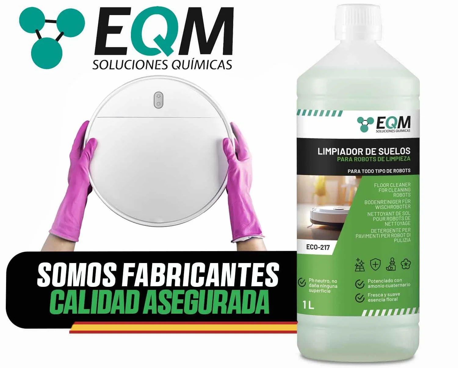 Limpiador de Suelos para Robots de Limpieza ECO-217 1L pH Neutro Aroma Floral