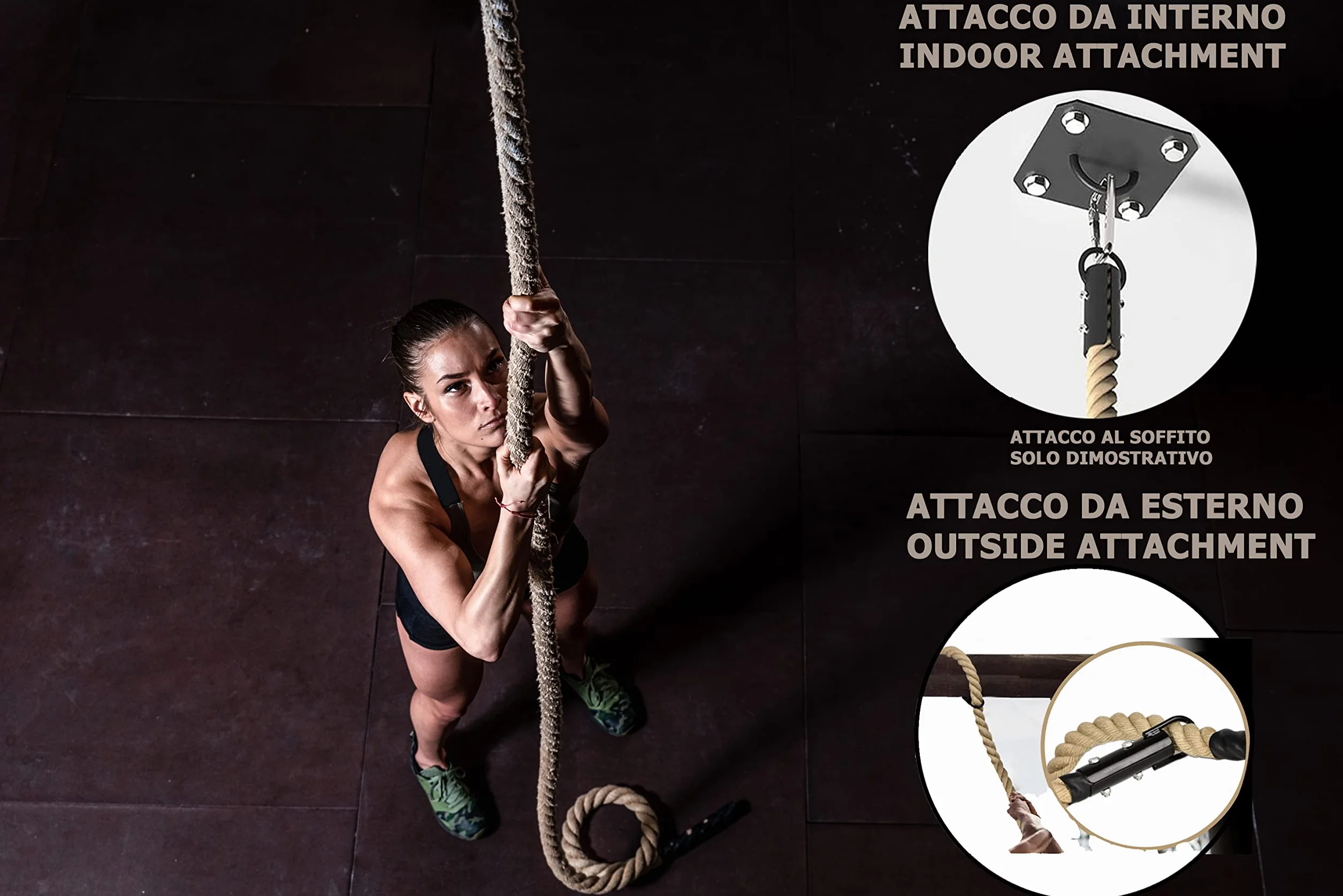 G5 HT Sport Cuerda de Escalada de 38 mm de diámetro | 4/5/6 MT | Cáñamo Trenzado | Cuerda para Fitness Cuerda Escalada Mejora Entrenamiento Muscular