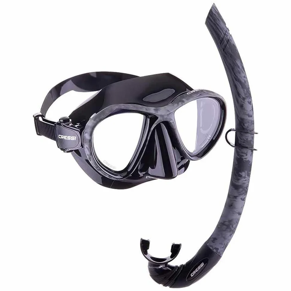 Cressi Metis & Corsica - Camouflage-Kombi-Set Zum Angeln und Freitauchen, Metis-Maske und Korsika-Schnorchel, Einheitsgröße, Unisex-Erwachsene