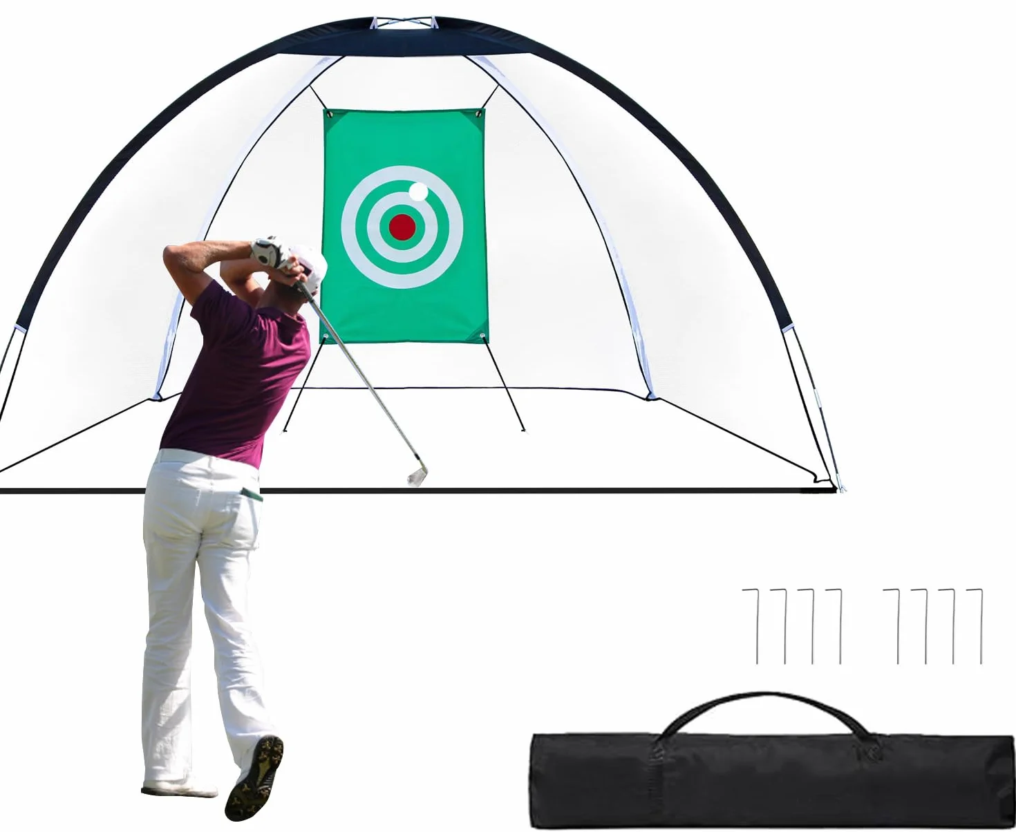 OYE Red de golf con objetivos de entrenamiento de swing y bolsa de transporte, 320 x 180 x 195 cm, red de golf con diana