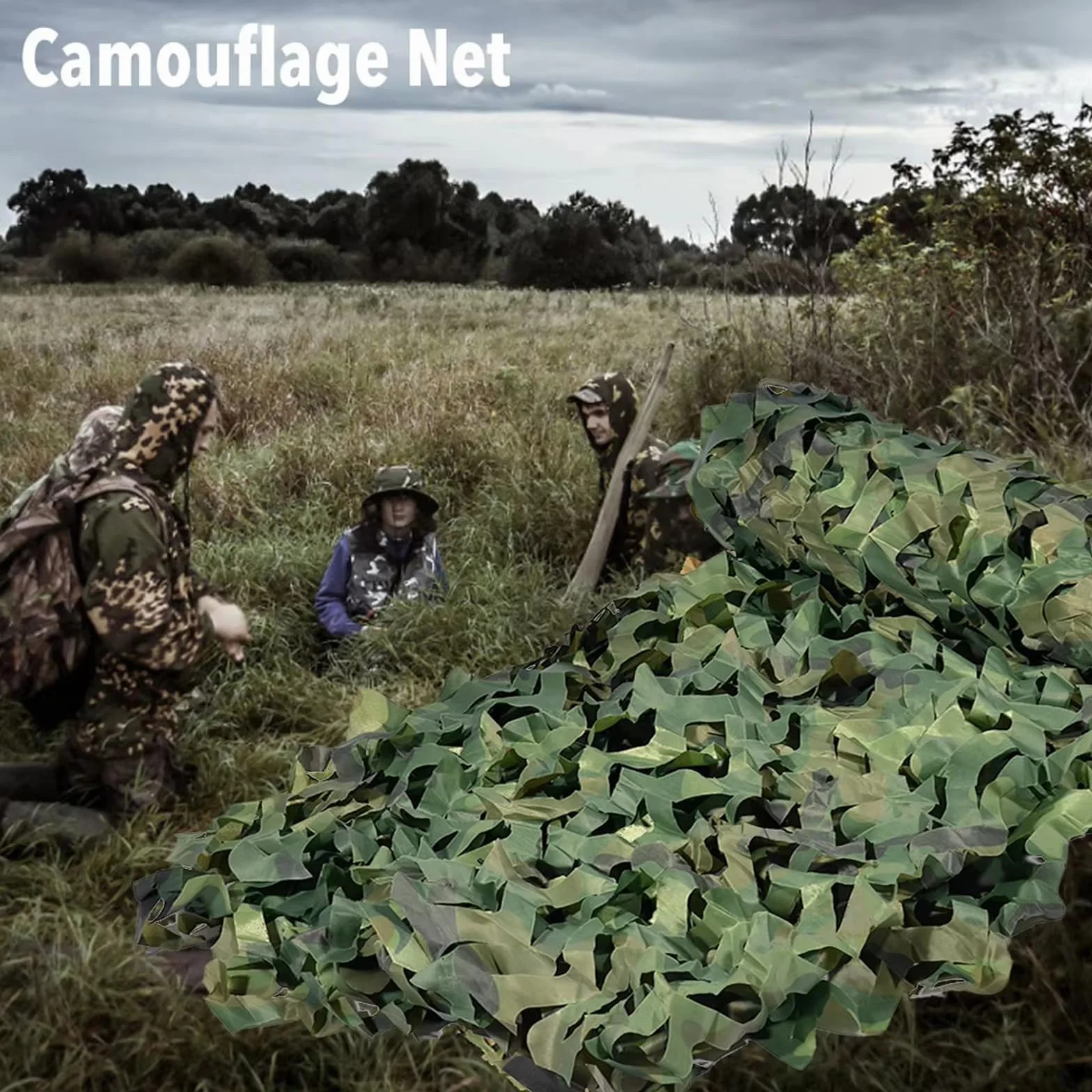 NEWFUN 4X6M Red de Camuflaje Sombra Exterior, Red de Camuflaje para Caza, Camping, Bosque, Jardín y Otras Escenas, Red de Camuflaje Militar