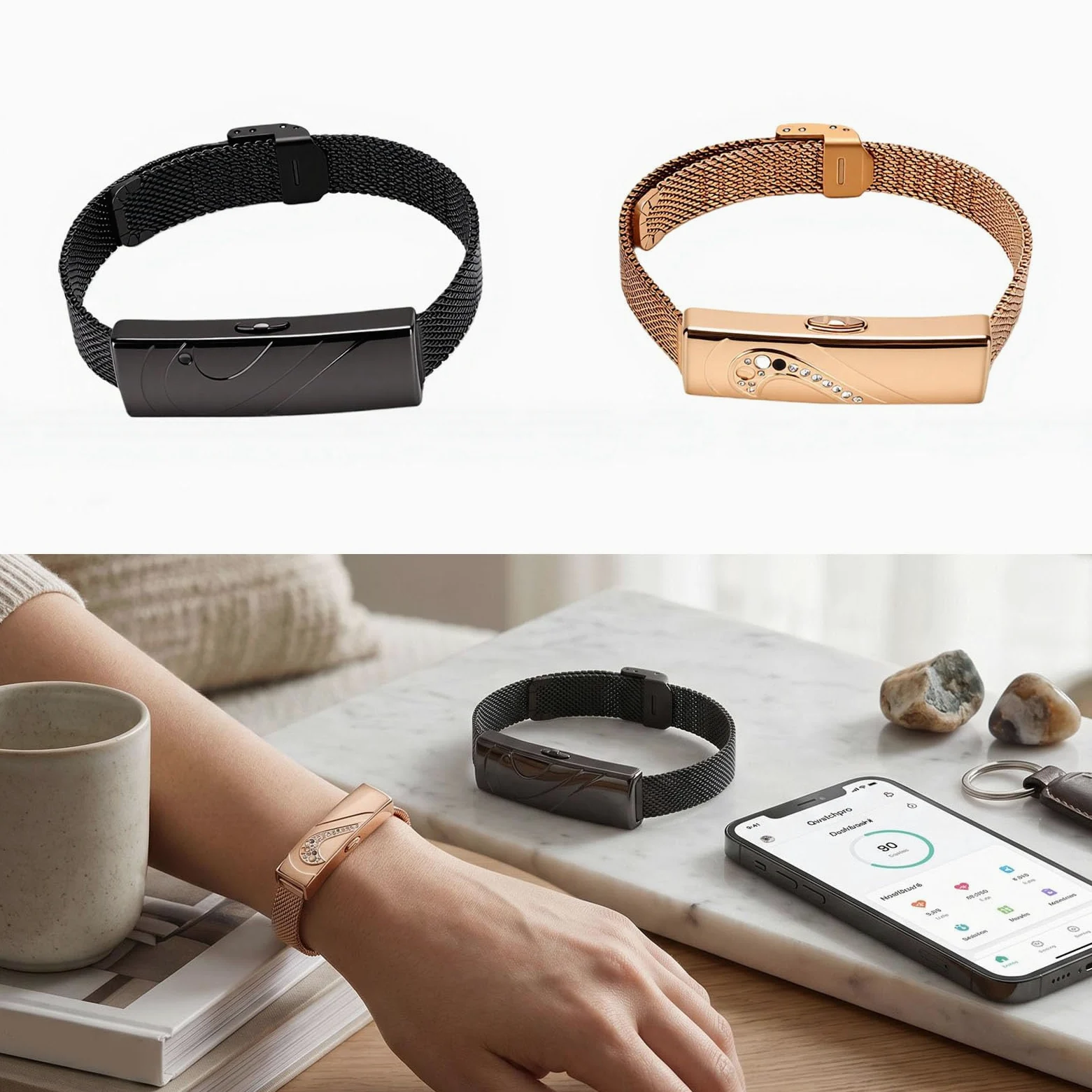 Pulsera Inteligente para Hombres y Mujeres, Rastreador de Actividad Física 170 + Modos Deportivos, Monitor de Sueño y Estrés 24/7, Pulsera para Parejas con Impermeabilización