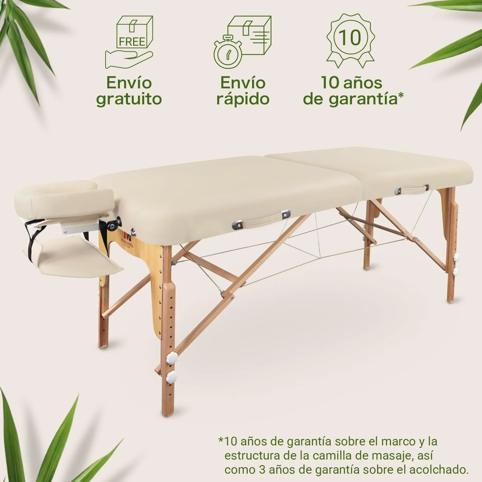 MASSUNDA Camilla Masaje Móvil Confort Deluxe Regulable en Altura Madera Maciza con Reposacabezas Ergonómico, Funda, Reposabrazos, Cojín (Negro)