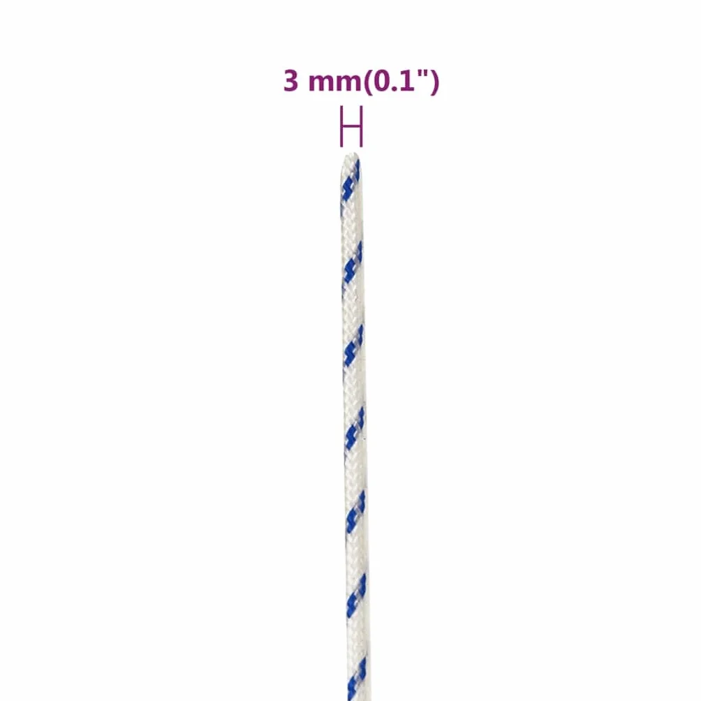 Cuerda de polipropileno blanca de 3 mm, 500 m, para velero, yate, amarre, resistente a la abrasión, resistente a la intemperie, para camping al aire libre