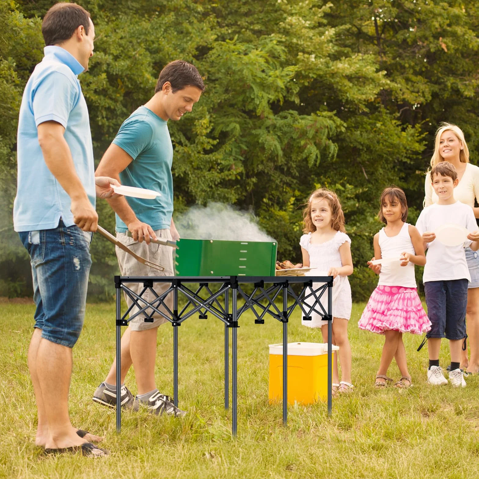 Anbte Mesa Camping Plegable 122 x 60 x 74 cm, Mesas de Acampada Portátil Aluminio Impermeable Capacidad de Carga 120 kg para Jardín, Terraza, Picnic,BBQ,Camping Negro