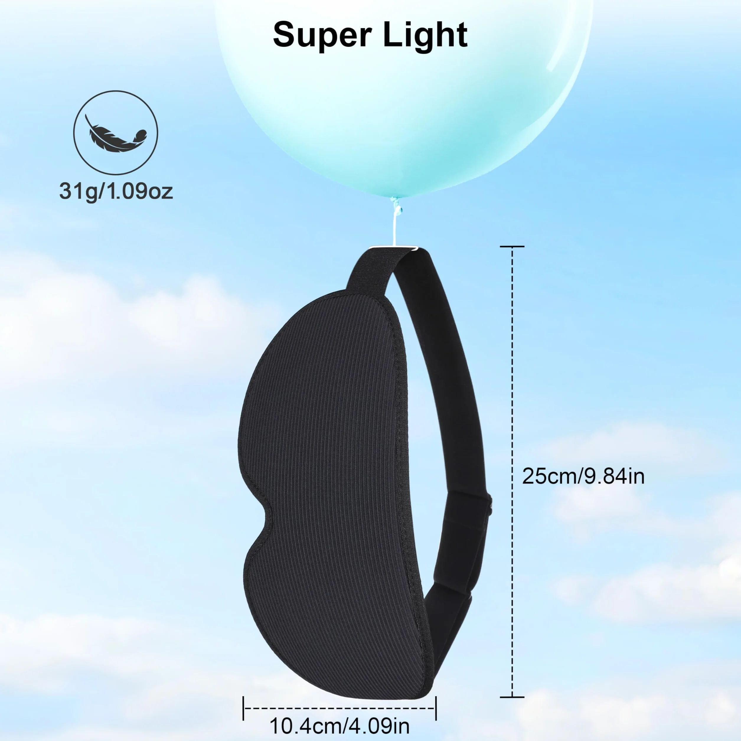 Gritin Antifaz para Dormir, Máscara de Dormir sin Presión Ocular, Correa Ajustable y Tapones, Ultrasuave para Viajar