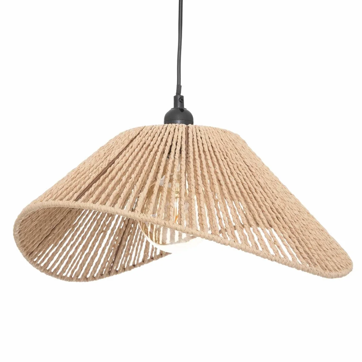 Atmosphera Lámpara colgante Myha beige D45 cm E27 40W Papel tejido altura ajustable