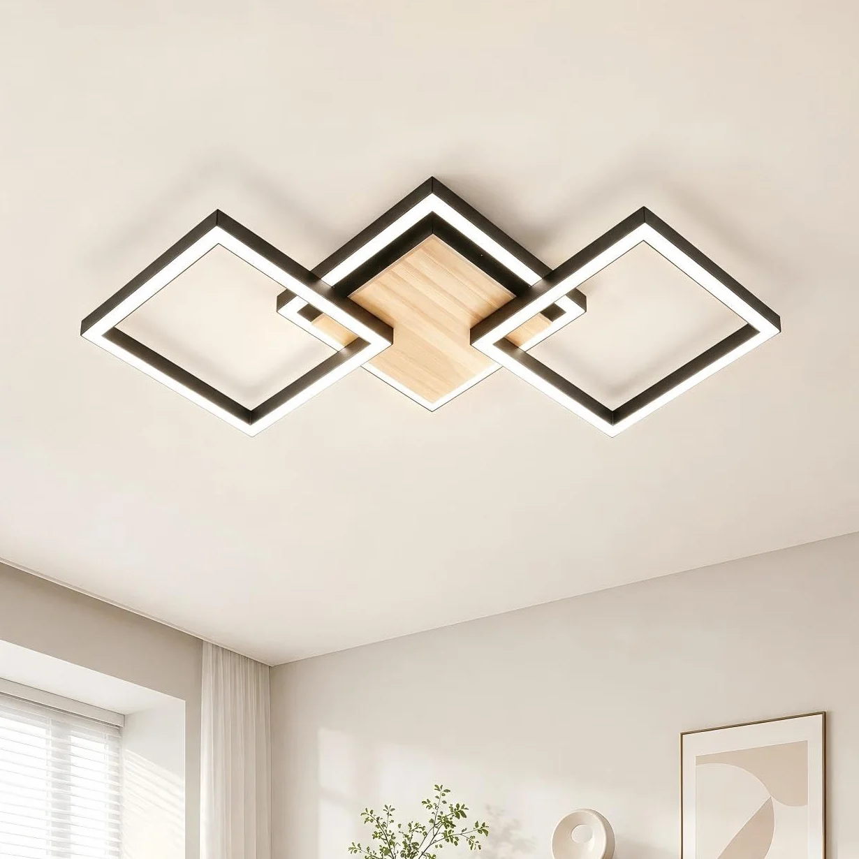 BrightFly LED Techo 24W Moderna Lámpara de Techo LED 3100LM Blanco Frío 6500K Cuadrado