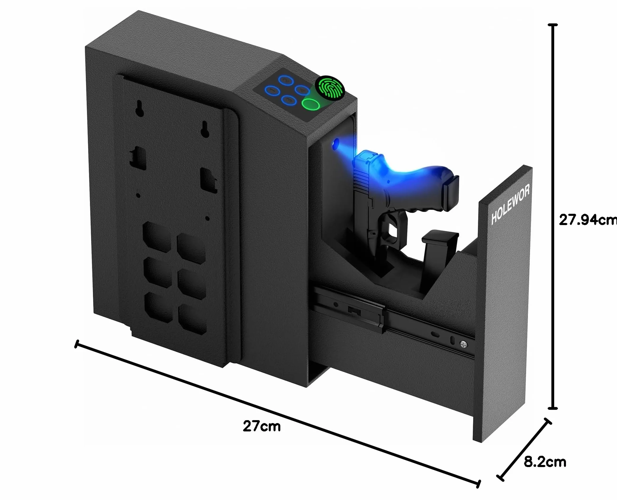 Caja de seguridad biométrica para pistola, huella dactilar, acceso rápido, caja de bloqueo para mesita de noche