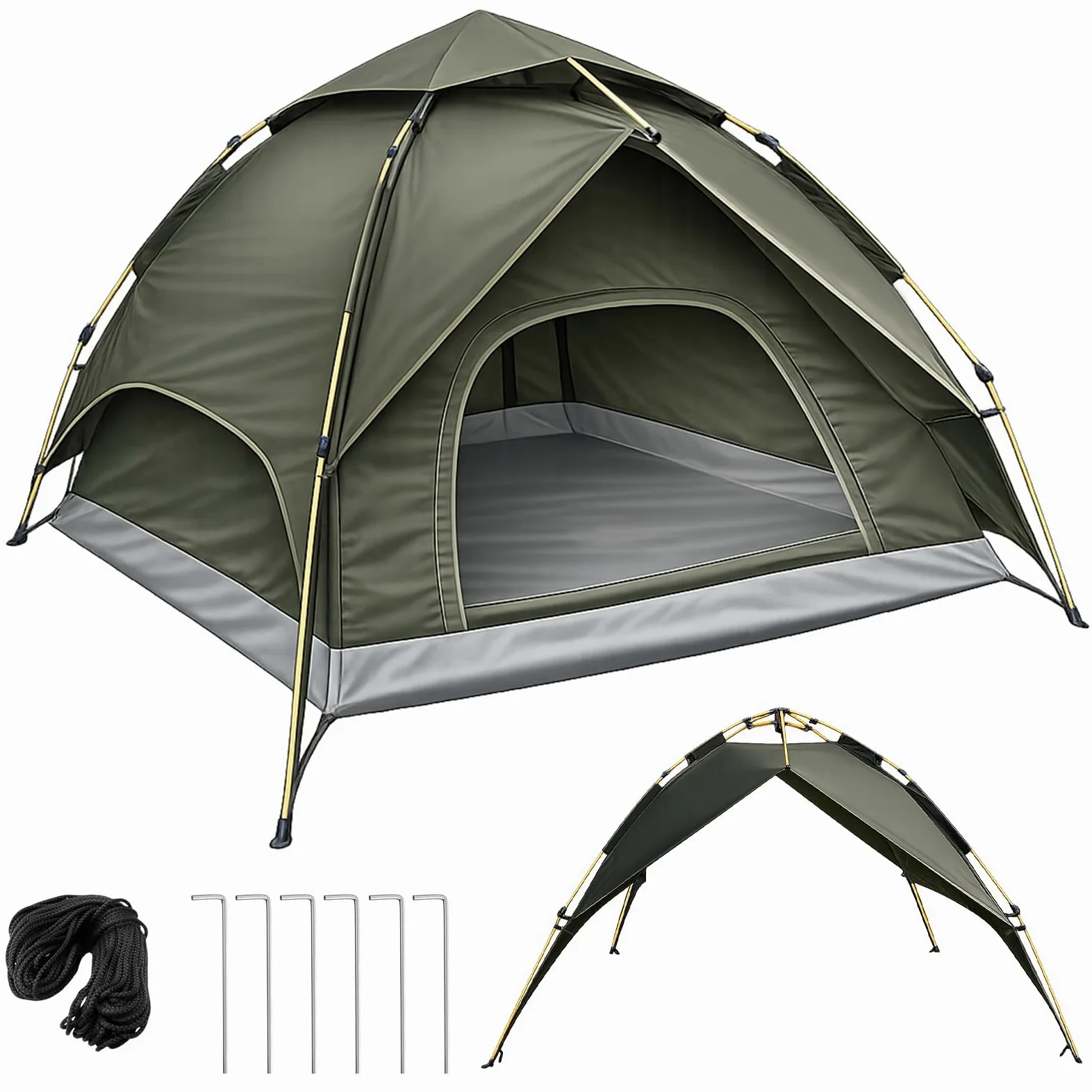 Tienda de campaña para 2-3 Personas, Tienda Domo autodesmontable con Tienda Exterior Desmontable, 230x230x165cm, Impermeable y Resistente al Viento, para acampadas, rutas en Moto y Festivales