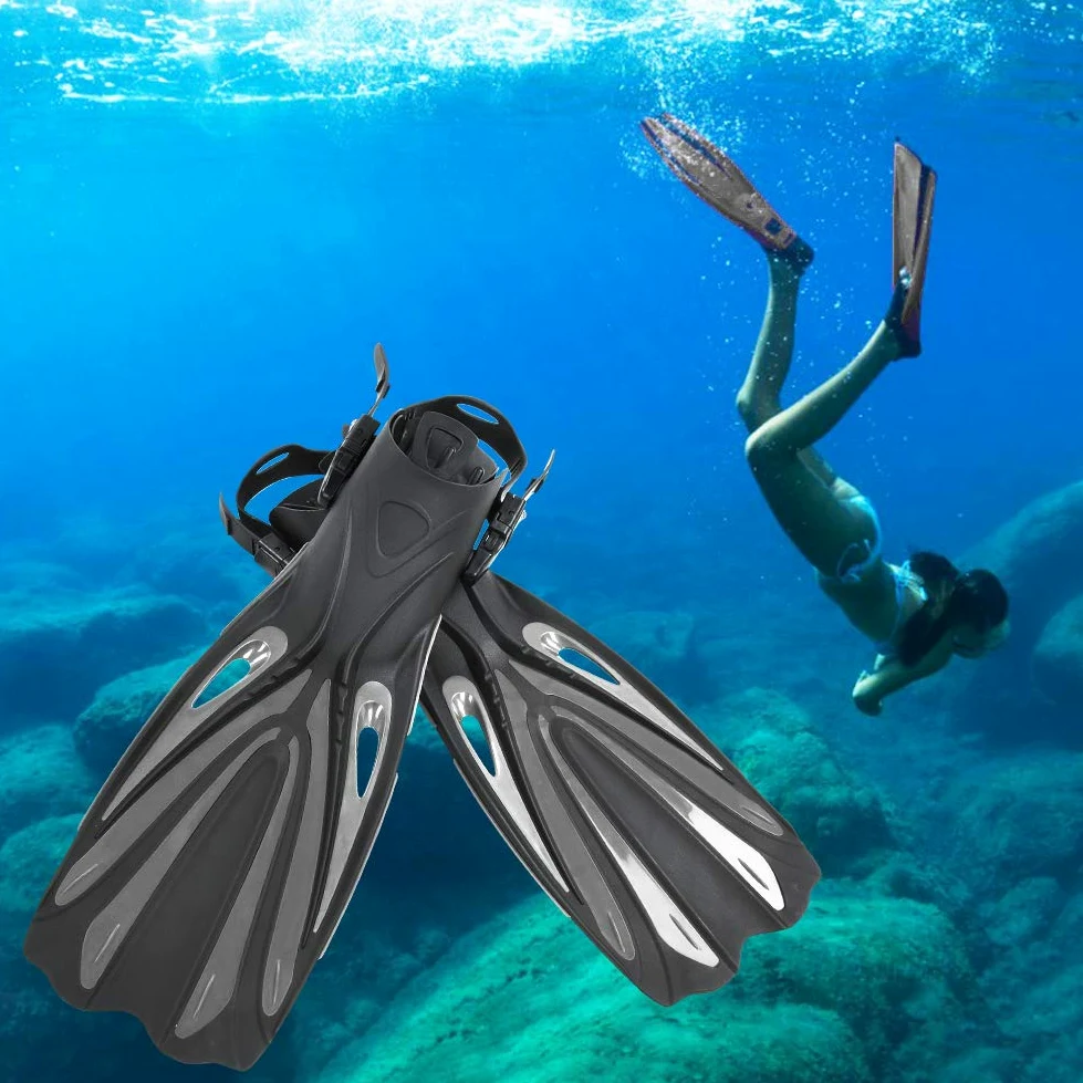 Generic Aletas de Natación Flexibles Aletas para Pies Diseñadas para Snorkel y Entrenamiento en Piscina, Hechas de PP + TPR Duradero,, Tallas S/M y L/XL