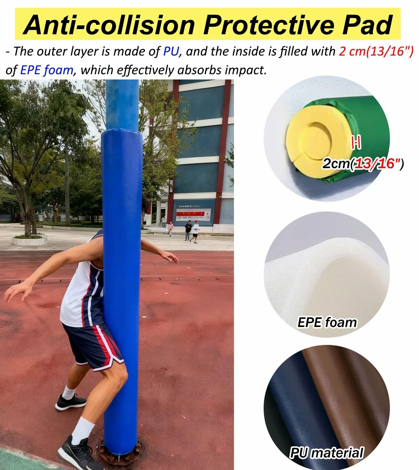 Protector acolchado universal para poste de garaje, cubierta resistente a la intemperie, equipo de seguridad para equipos deportivos, se adapta perfectamente a la mayoría de postes estándar