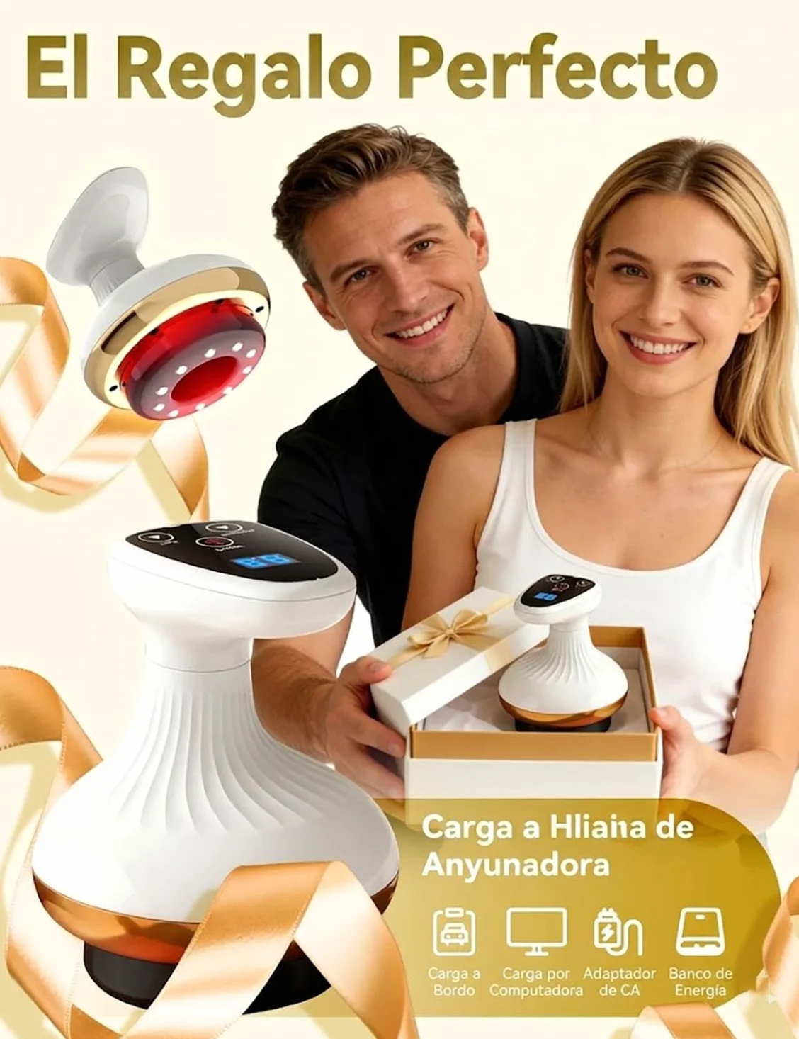 Masajeador Anticelulítico 4 en 1, 6/9 Niveles de Succión, Vacumterapia Reafirmante Corporal