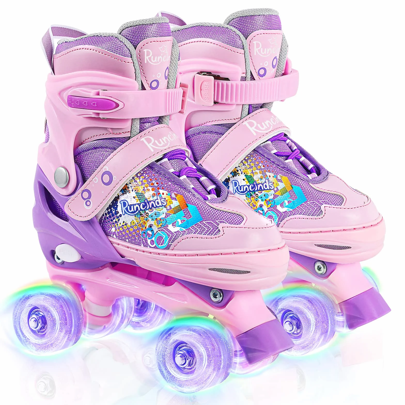 Patines 4 Ruedas Ajustables con Ruedas Iluminadas para Niña y Niño