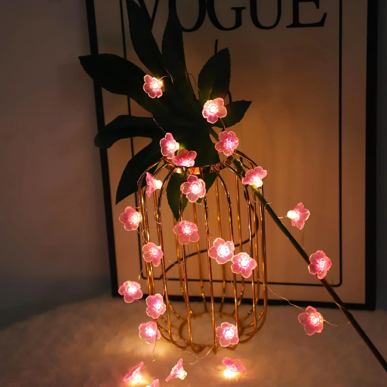 Auting Guirnalda LED flores de cerezo 2m 20 luces batería temporizador