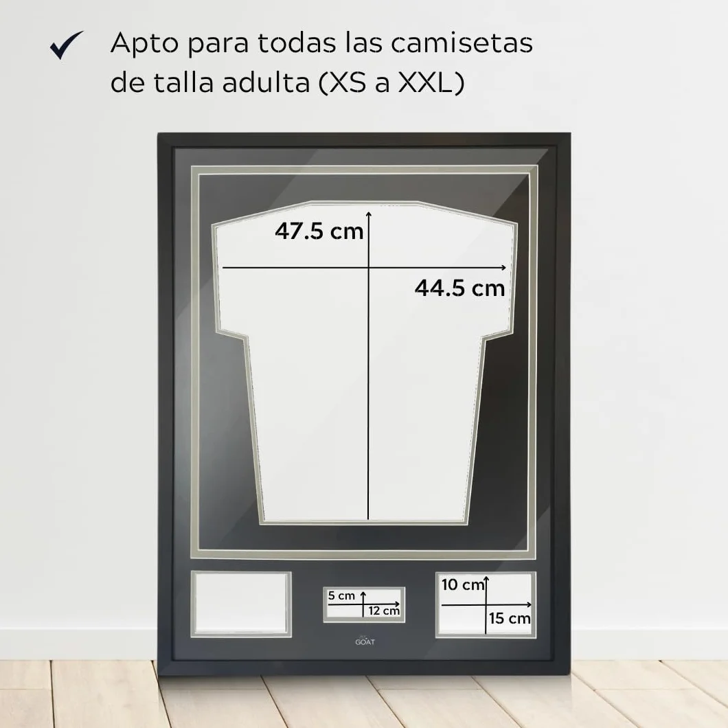 Marco de camiseta de fútbol My Goat 60x80 cm aluminio gris con personalización de fotos y texto
